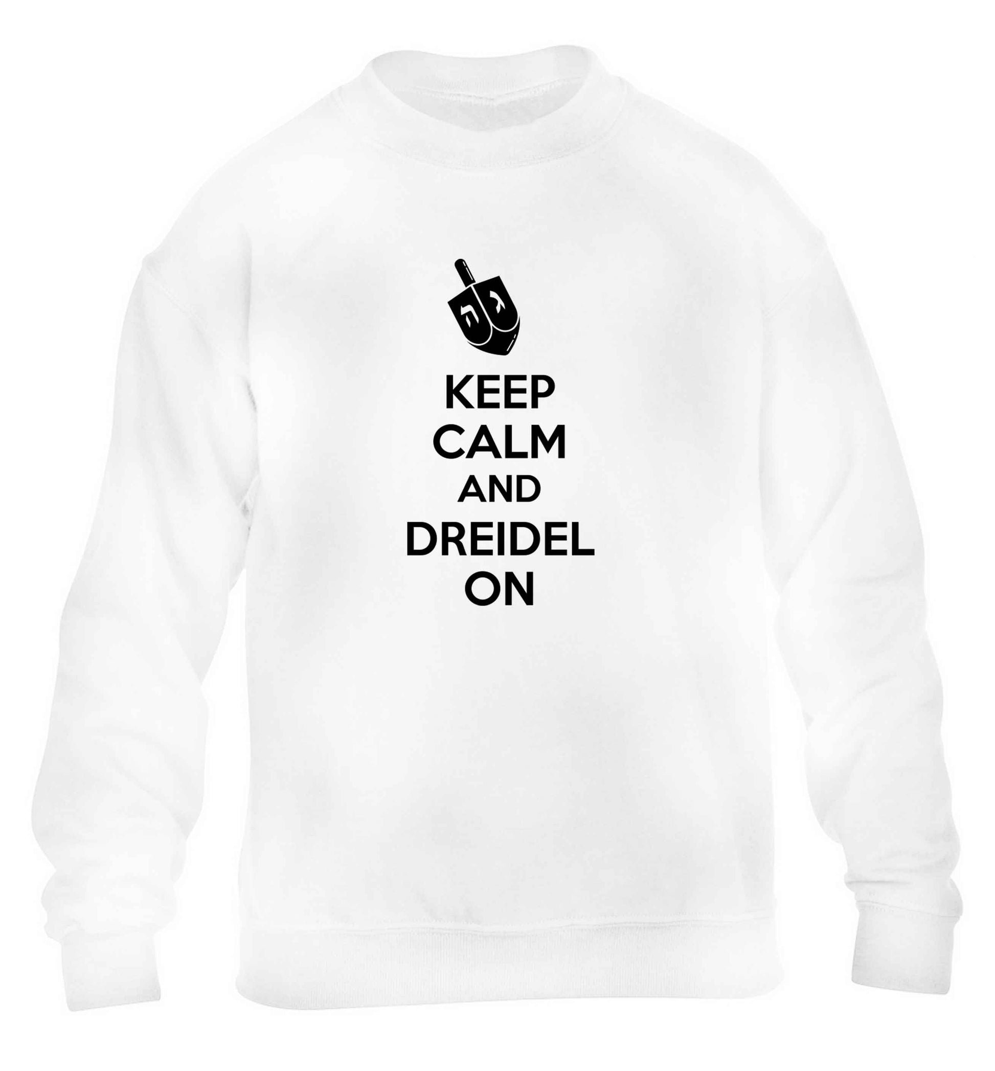 Keep calm and dreidel on children's white sweater 12-13 Years