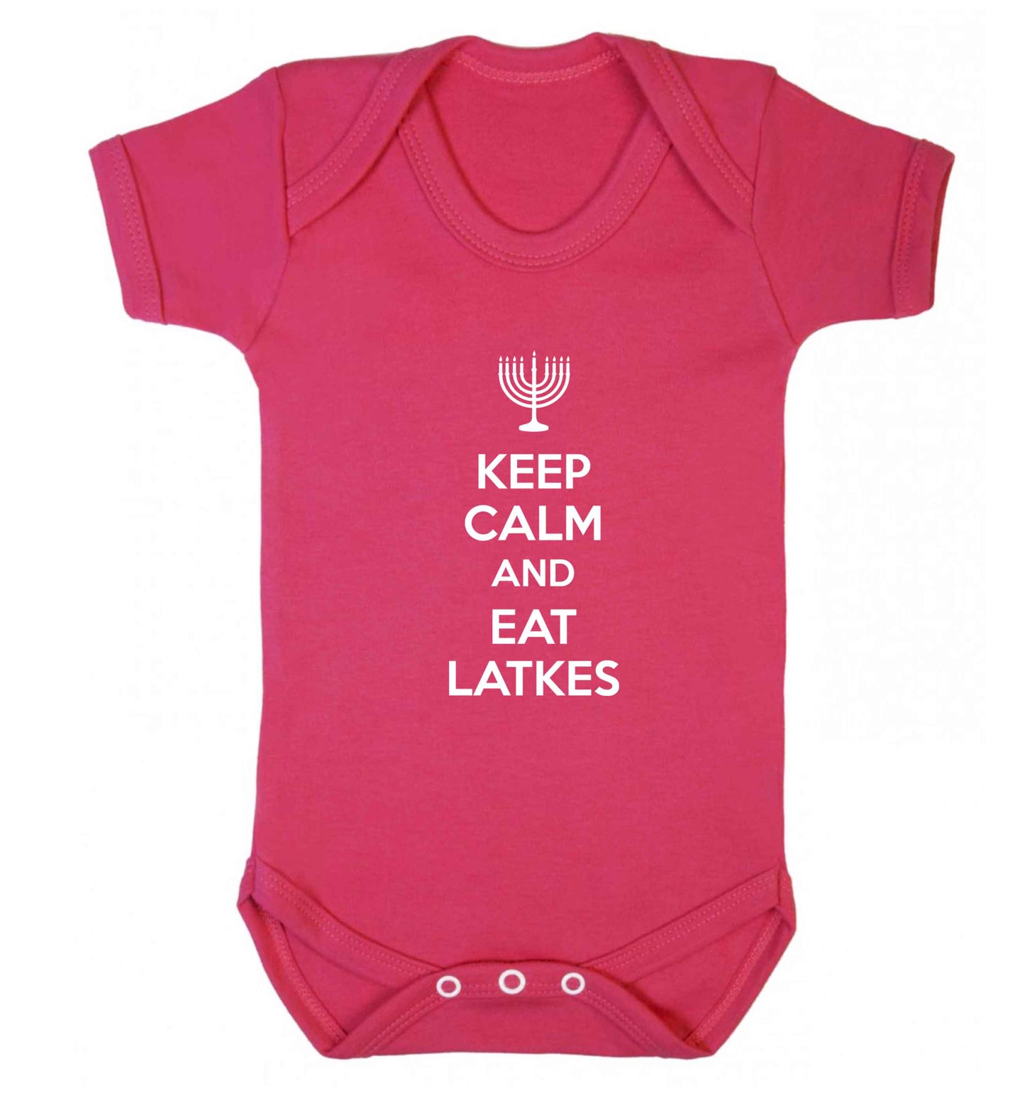 Keep calm and eat latkes baby vest dark pink 18-24 months