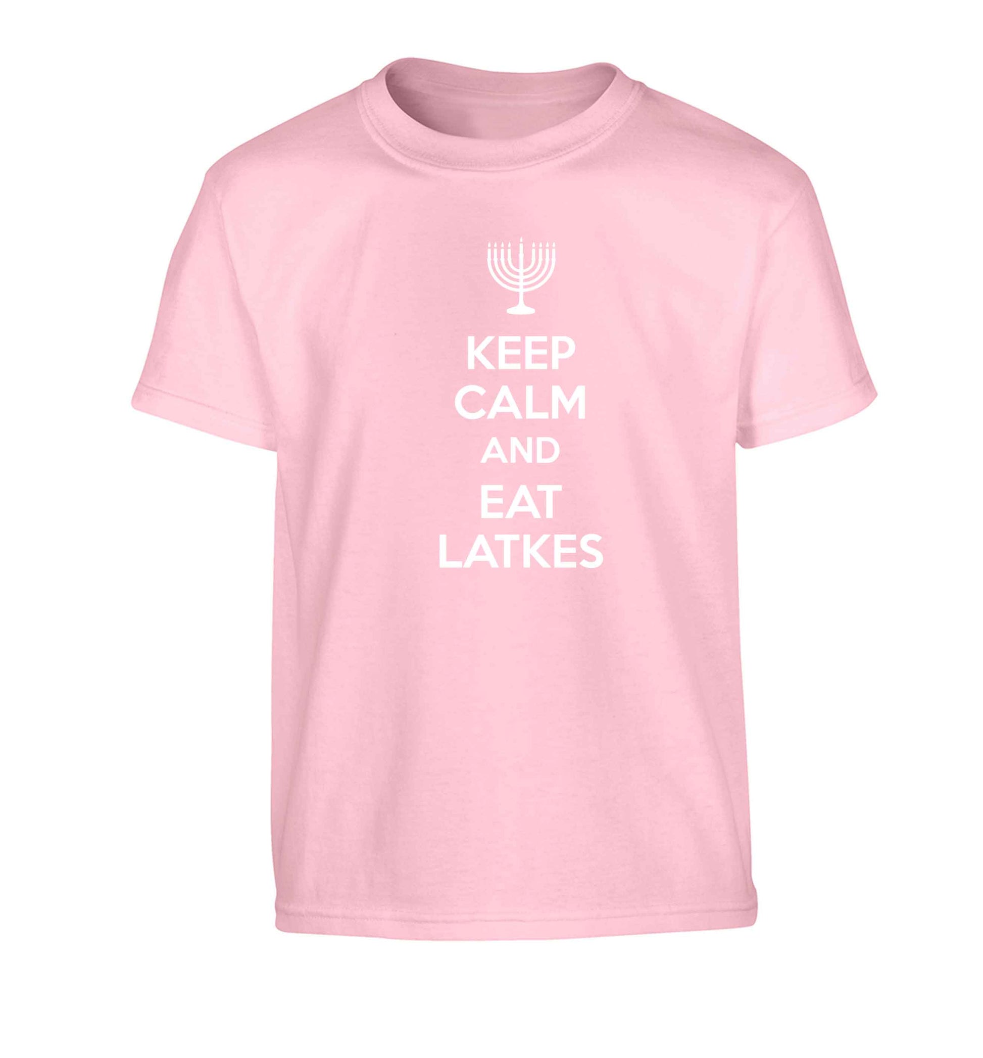 Keep calm and eat latkes Children's light pink Tshirt 12-13 Years