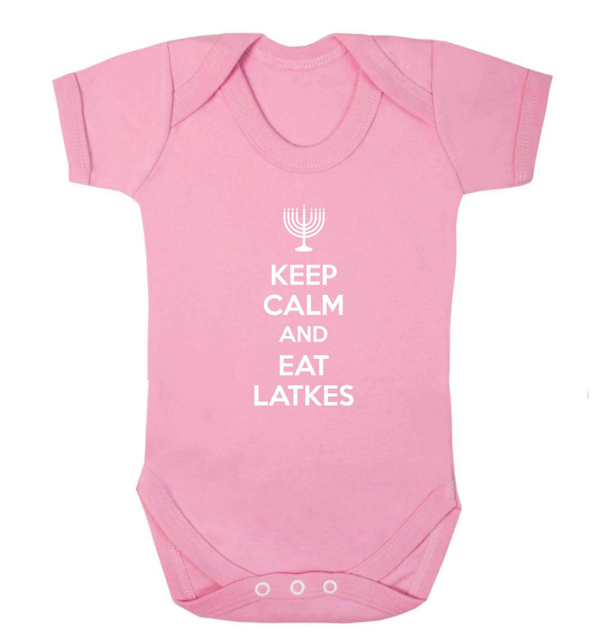 Keep calm and eat latkes baby vest pale pink 18-24 months