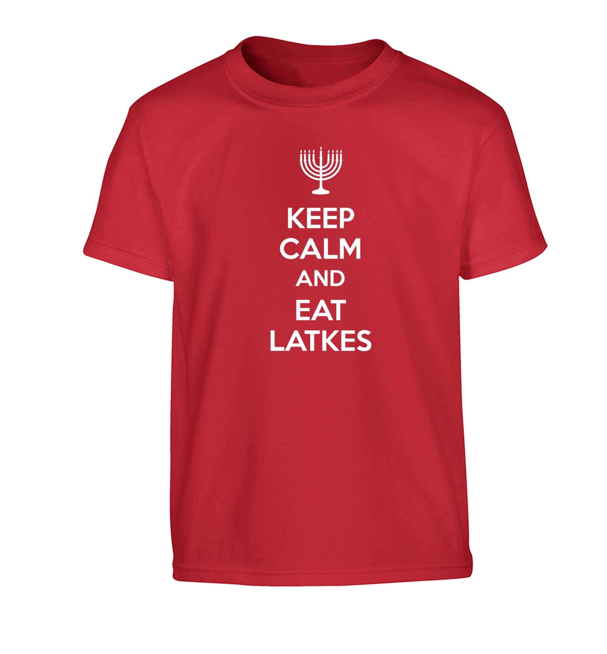Keep calm and eat latkes Children's red Tshirt 12-13 Years