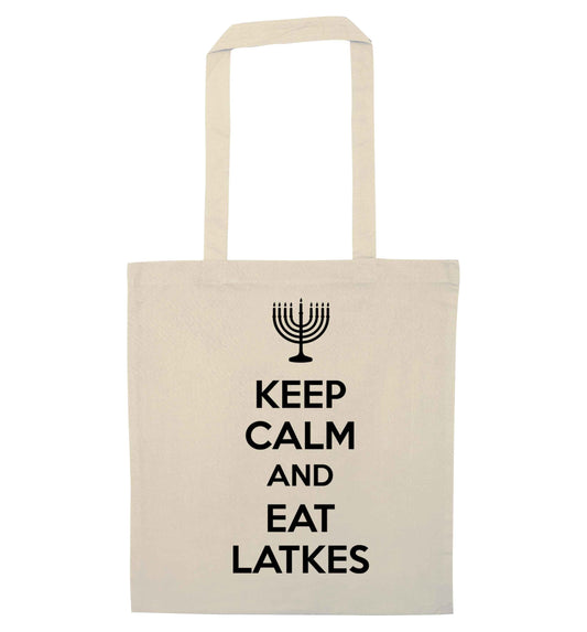 Keep calm and eat latkes natural tote bag