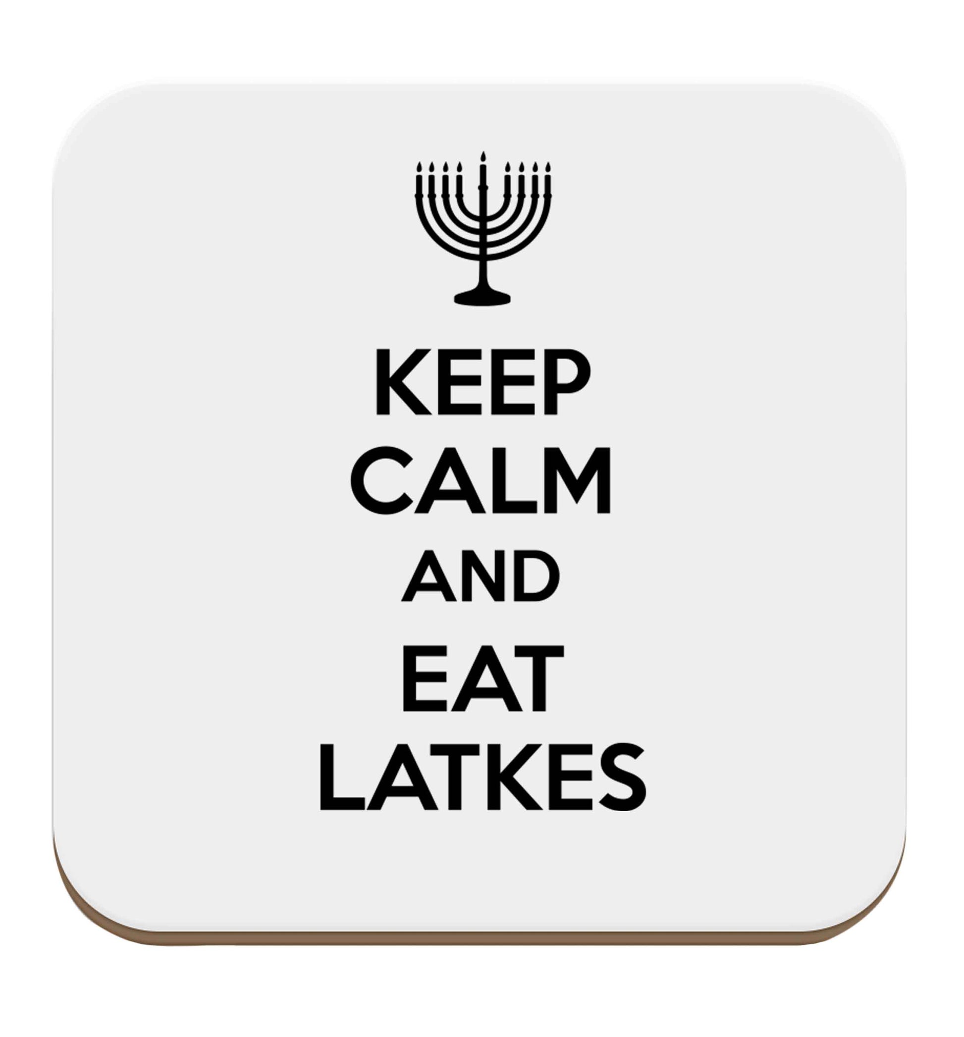 Keep calm and eat latkes set of four coasters