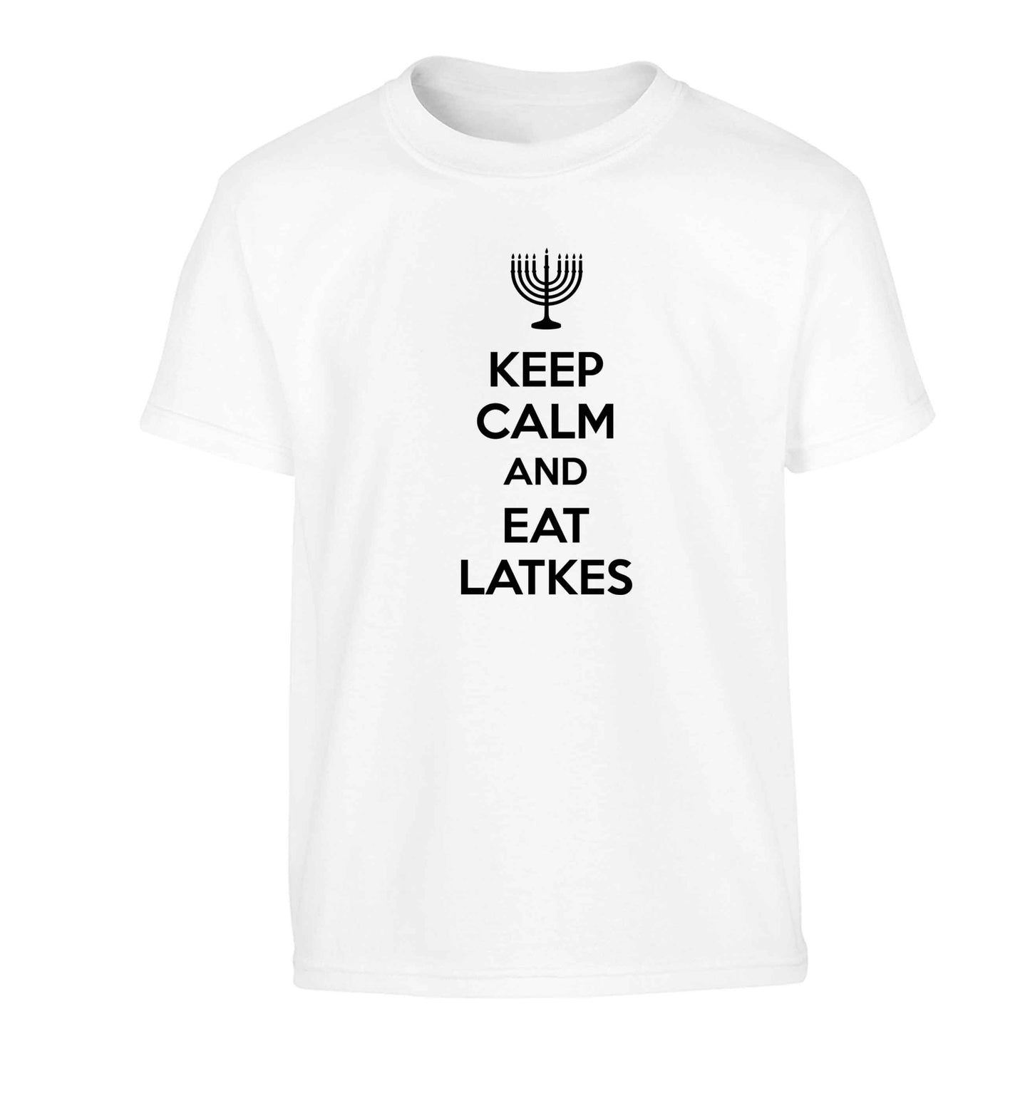 Keep calm and eat latkes Children's white Tshirt 12-13 Years