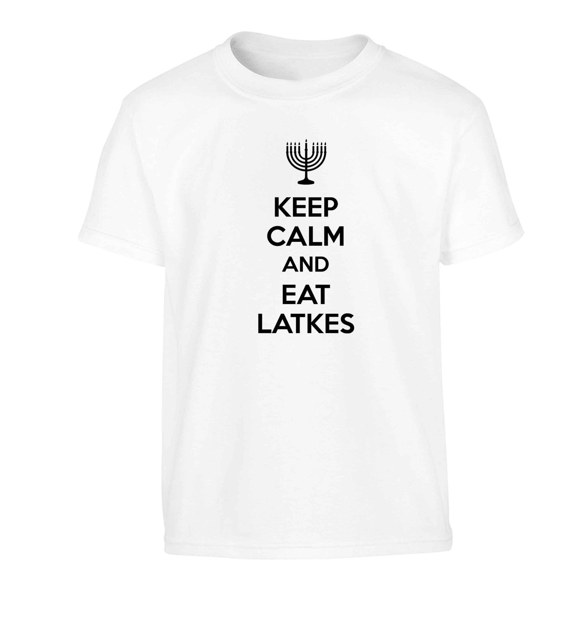 Keep calm and eat latkes Children's white Tshirt 12-13 Years