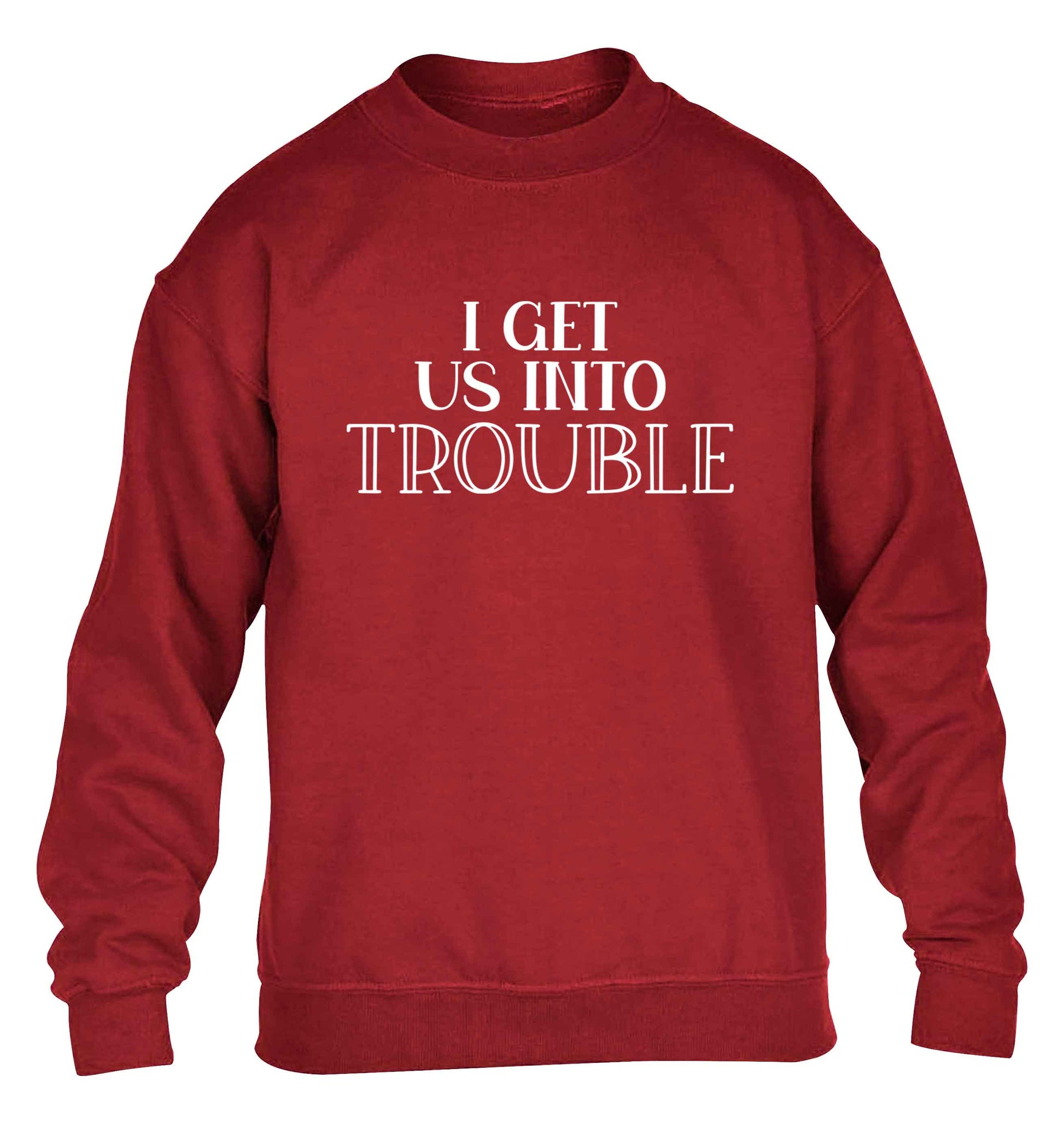 I get us into trouble children's grey sweater 12-13 Years