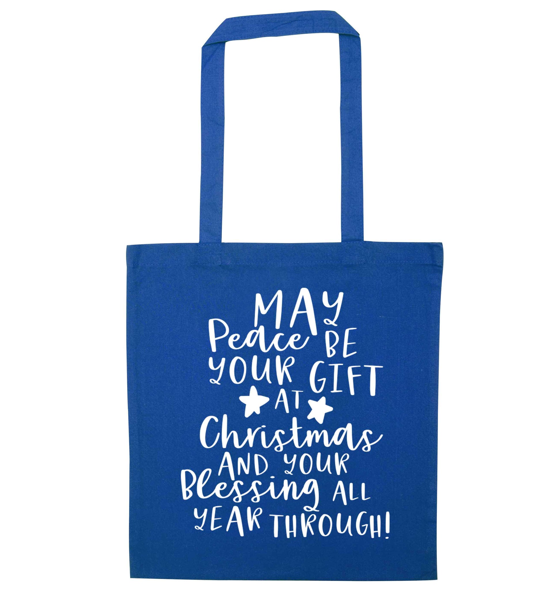 Peace be your Gift at Christmas Gift blue tote bag