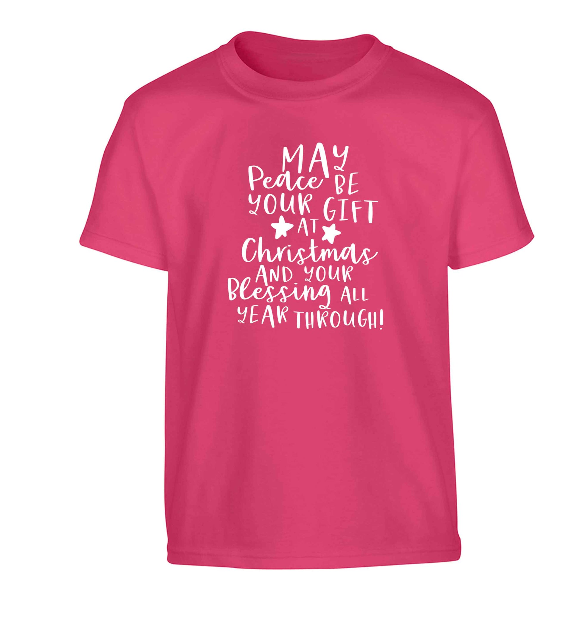 Peace be your Gift at Christmas Gift Children's pink Tshirt 12-13 Years