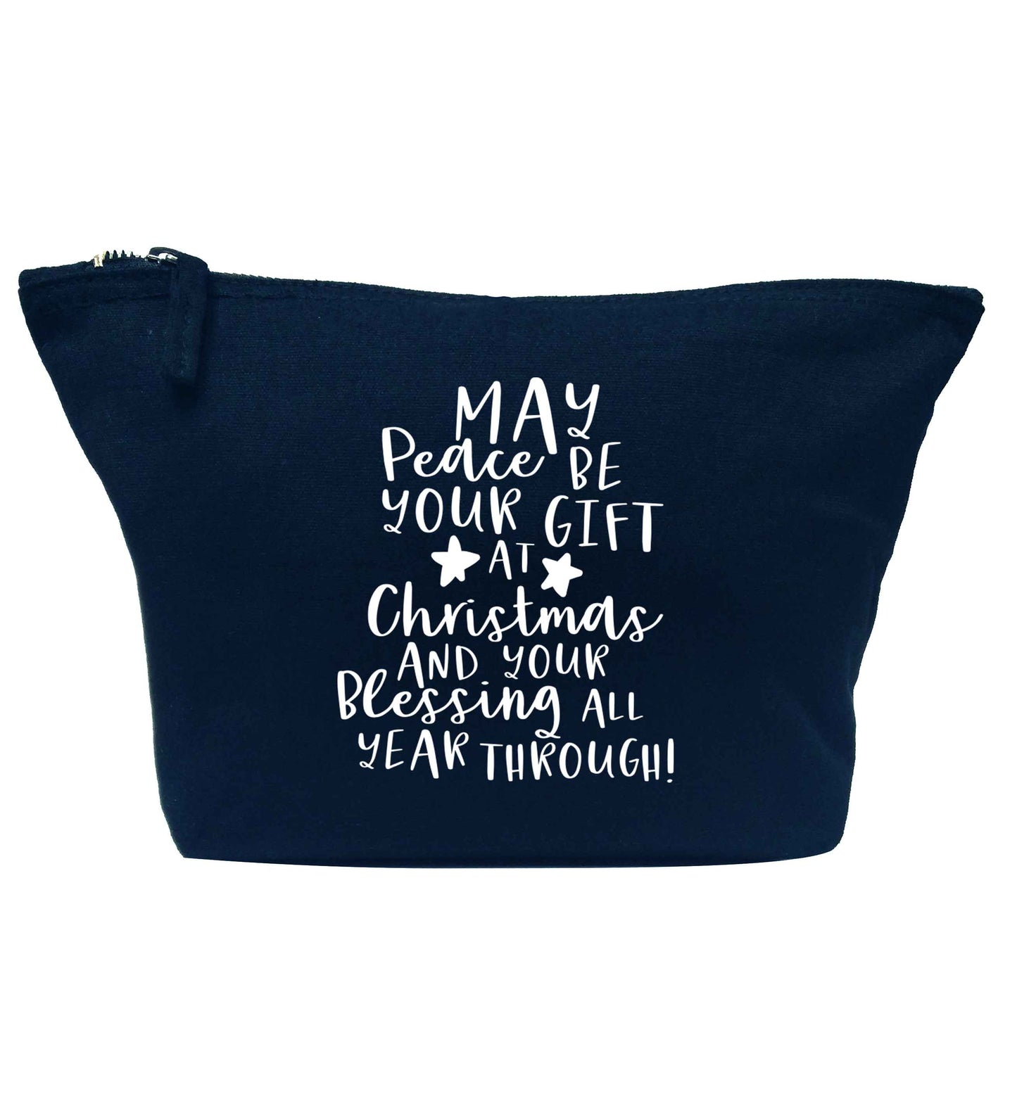 Peace be your Gift at Christmas Gift navy makeup bag