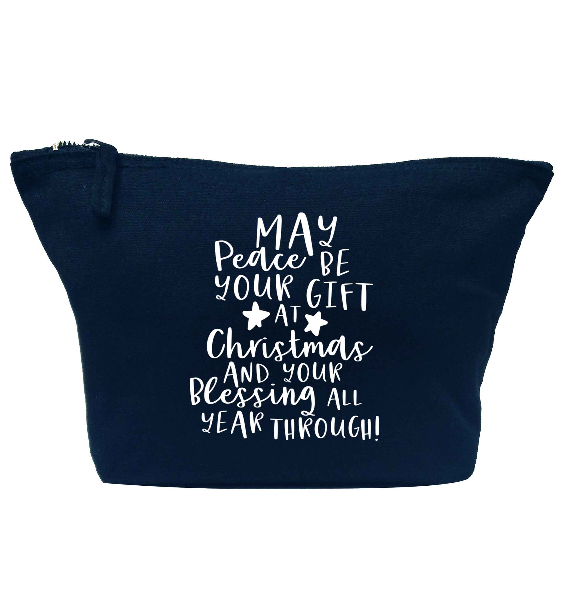 Peace be your Gift at Christmas Gift navy makeup bag