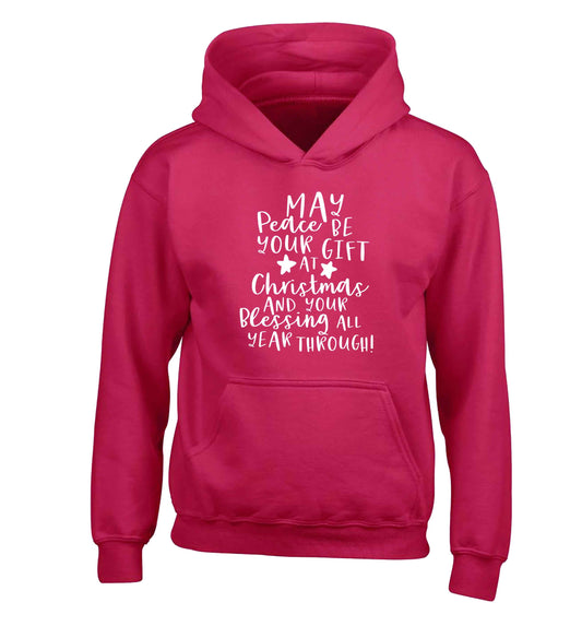 Peace be your Gift at Christmas Gift children's pink hoodie 12-13 Years