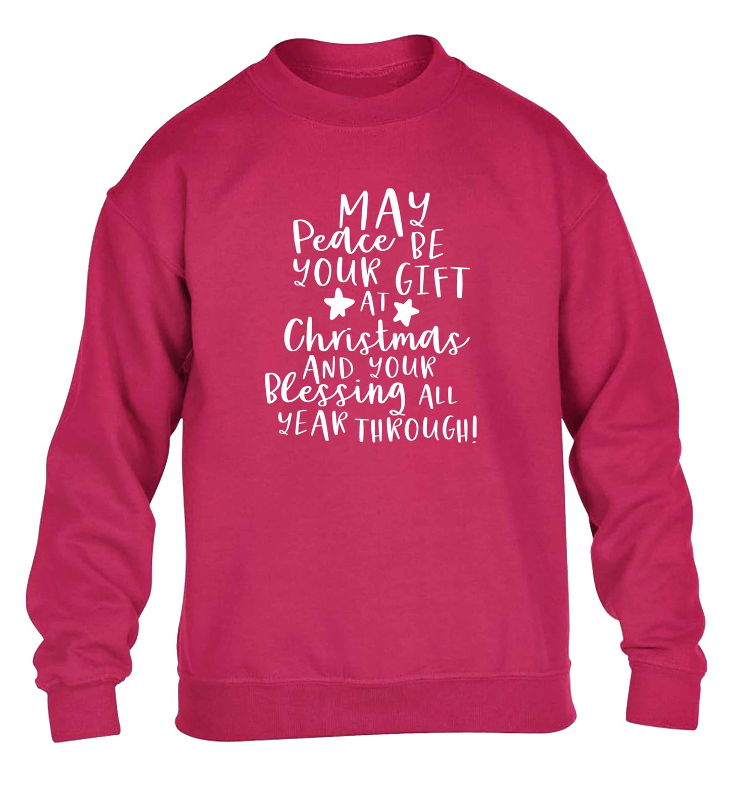 Peace be your Gift at Christmas Gift children's pink sweater 12-13 Years