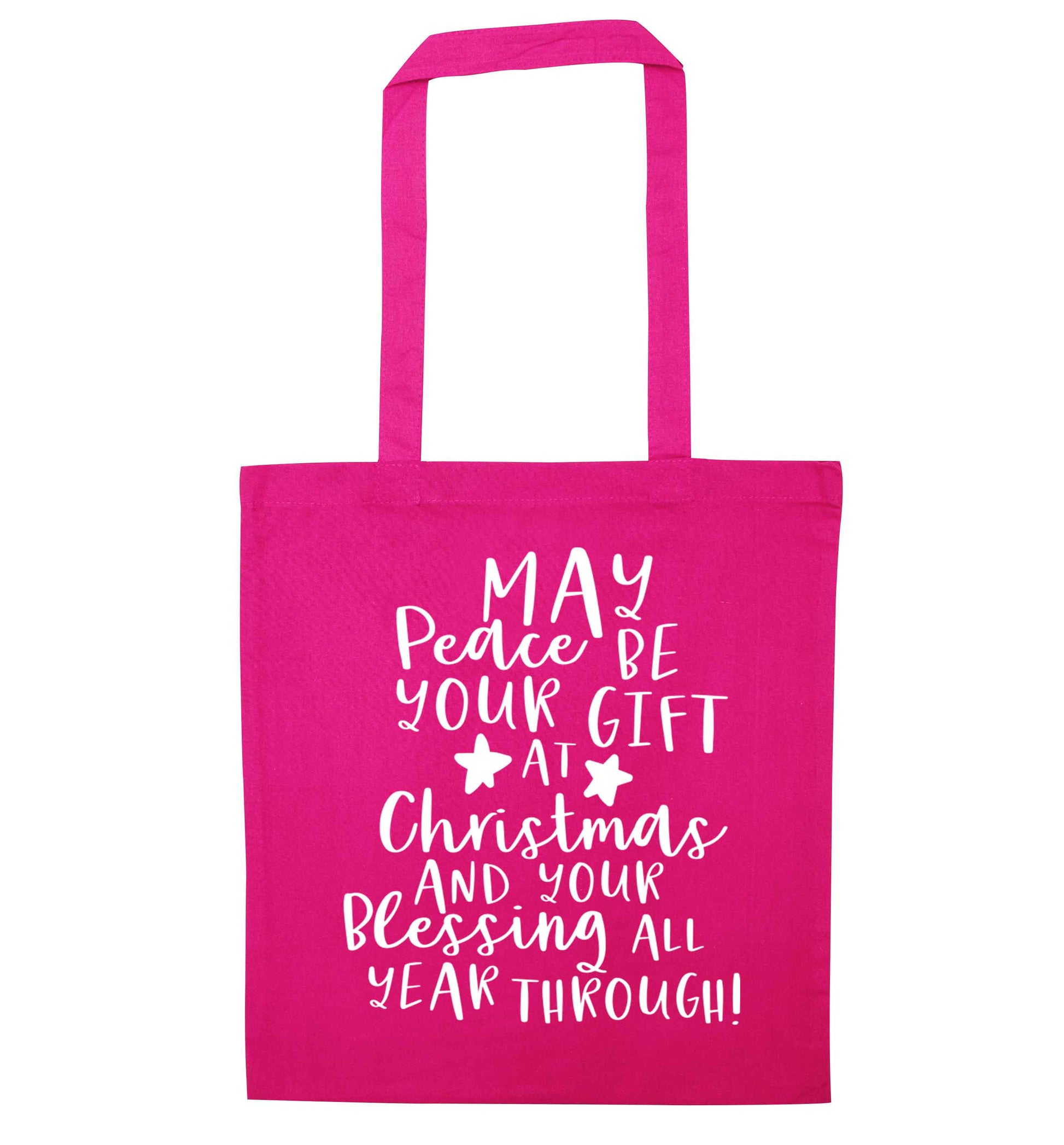 Peace be your Gift at Christmas Gift pink tote bag