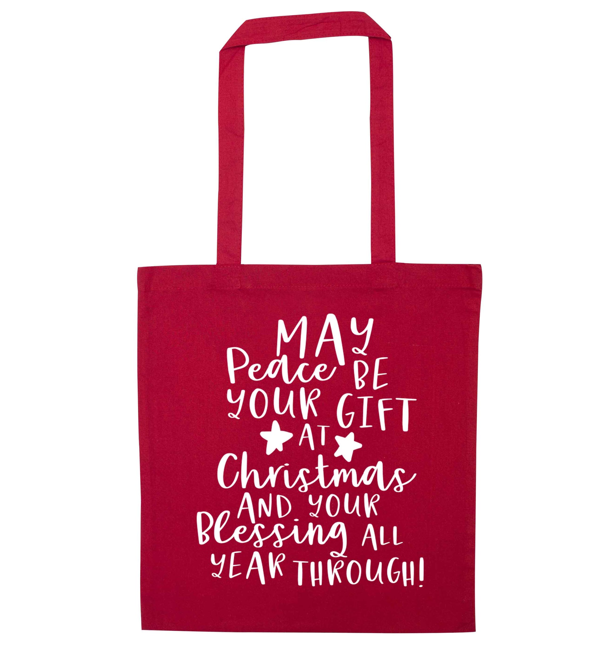 Peace be your Gift at Christmas Gift red tote bag