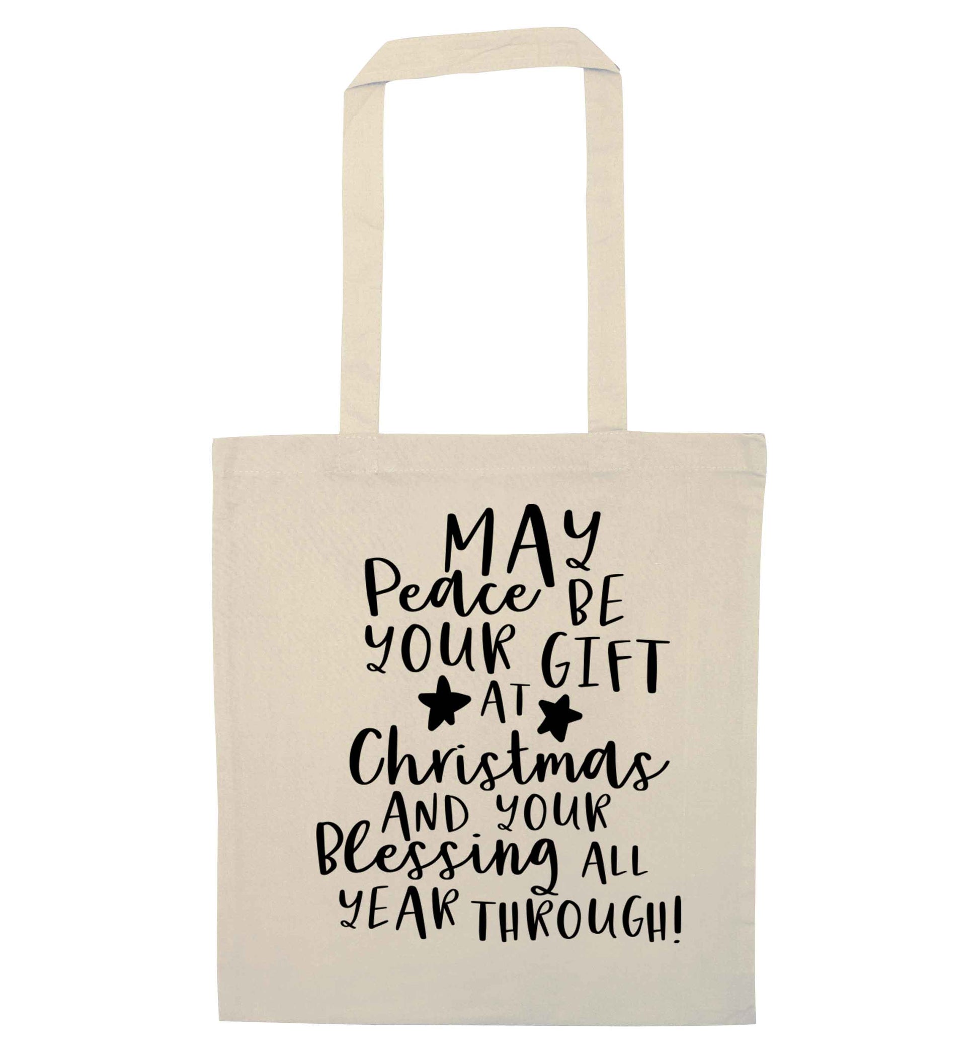 Peace be your Gift at Christmas Gift natural tote bag