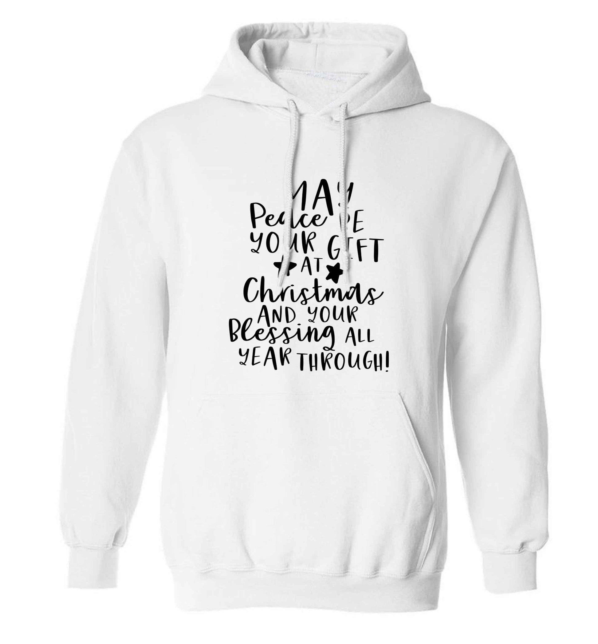 Peace be your Gift at Christmas Gift adults unisex white hoodie 2XL