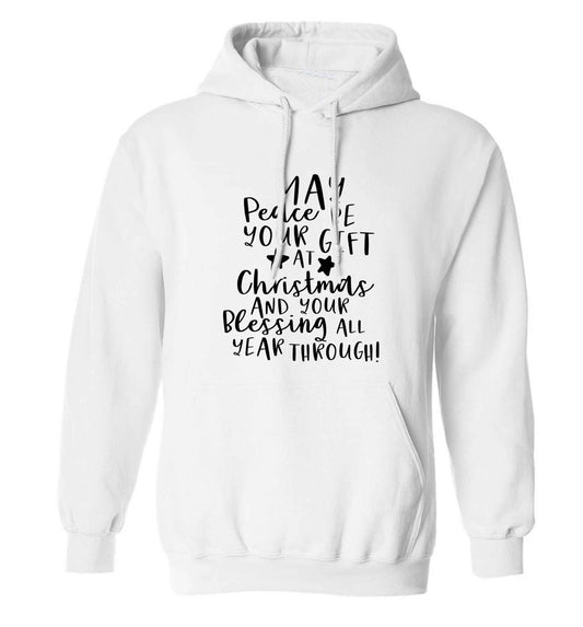 Peace be your Gift at Christmas Gift adults unisex white hoodie 2XL