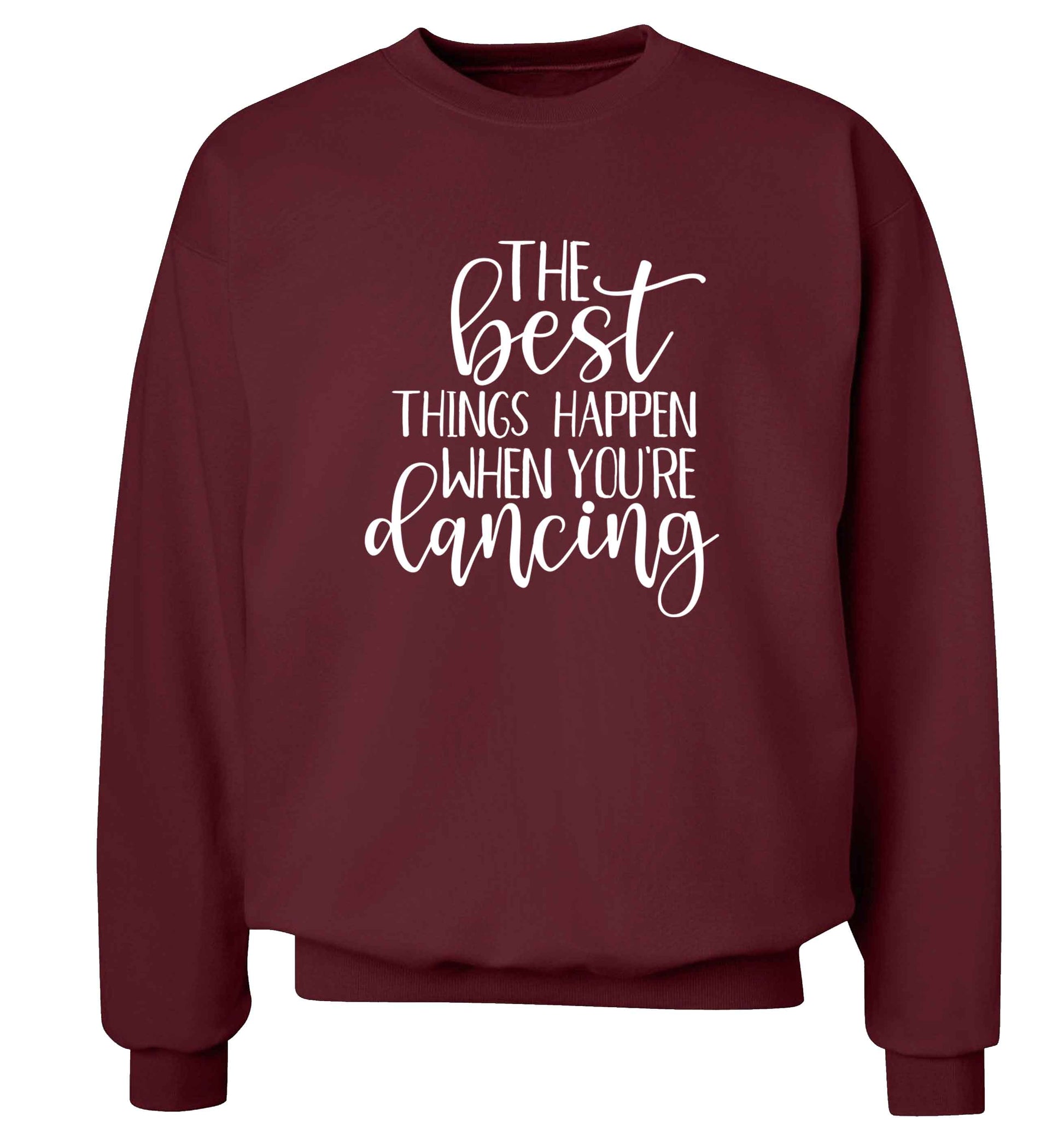 Best Things Happen Dancing adult's unisex maroon sweater 2XL