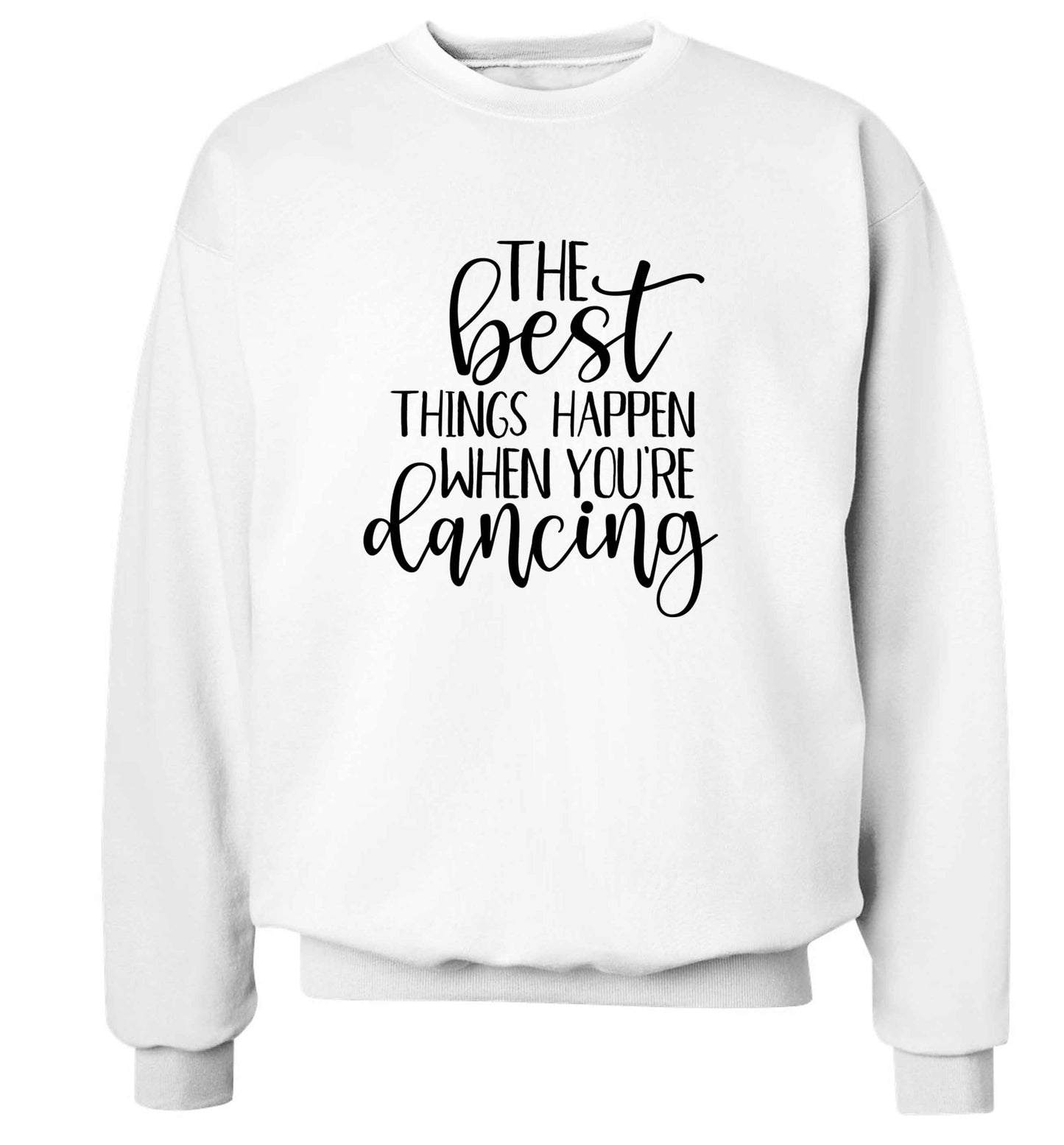 Best Things Happen Dancing adult's unisex white sweater 2XL