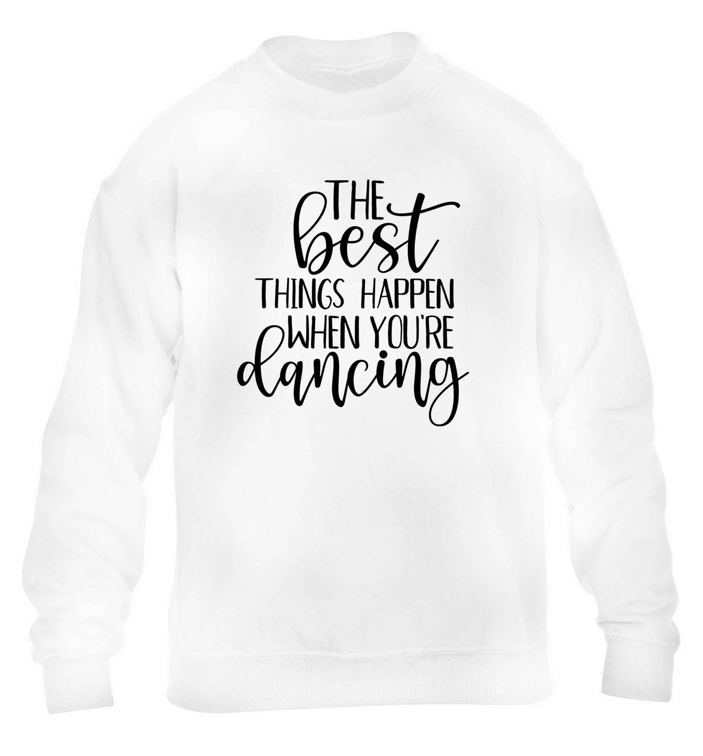 Best Things Happen Dancing children's white sweater 12-13 Years