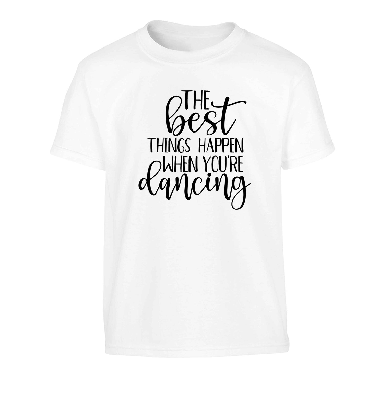Best Things Happen Dancing Children's white Tshirt 12-13 Years