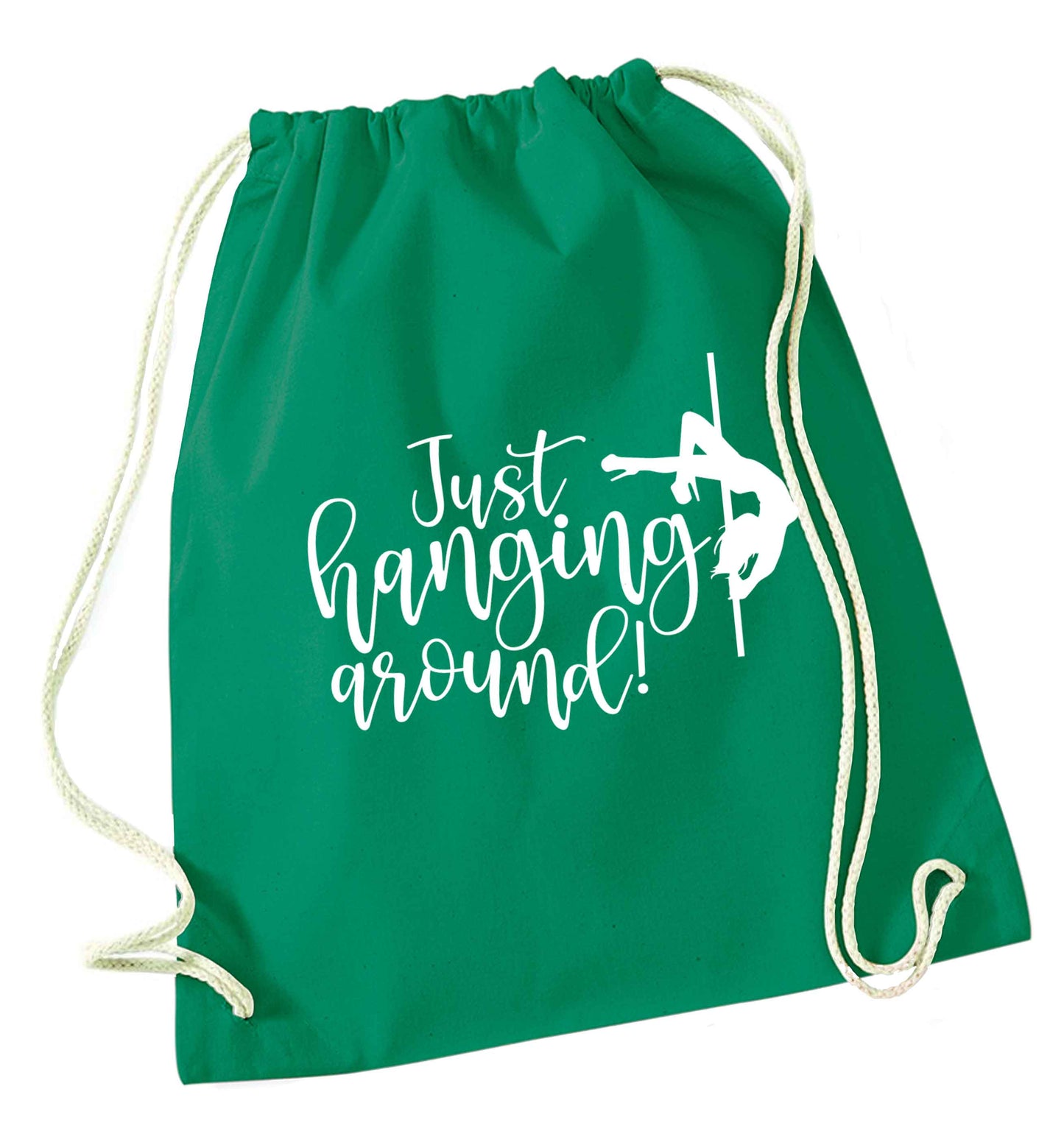 Best Things Happen Dancing green drawstring bag