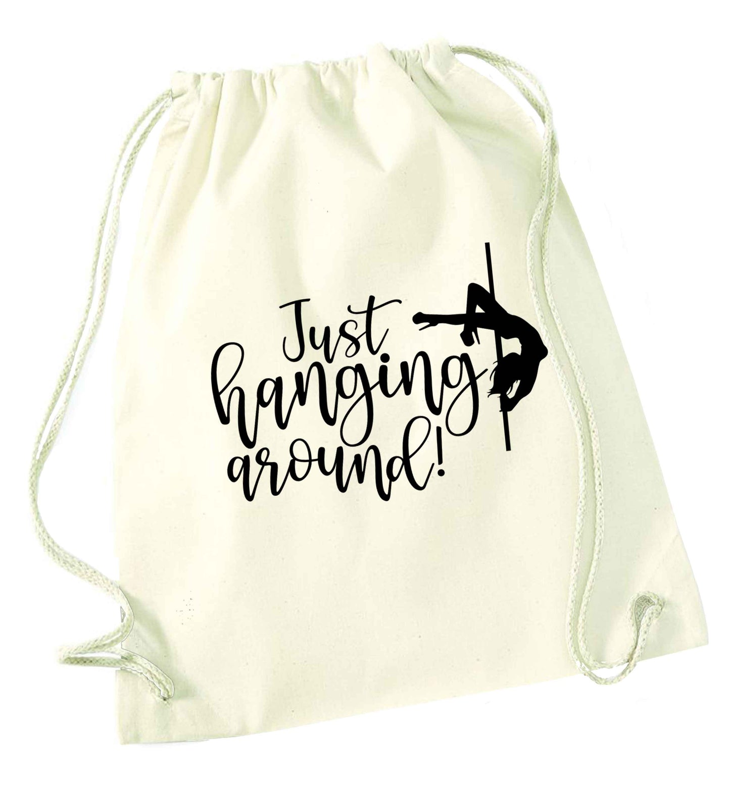 Best Things Happen Dancing natural drawstring bag