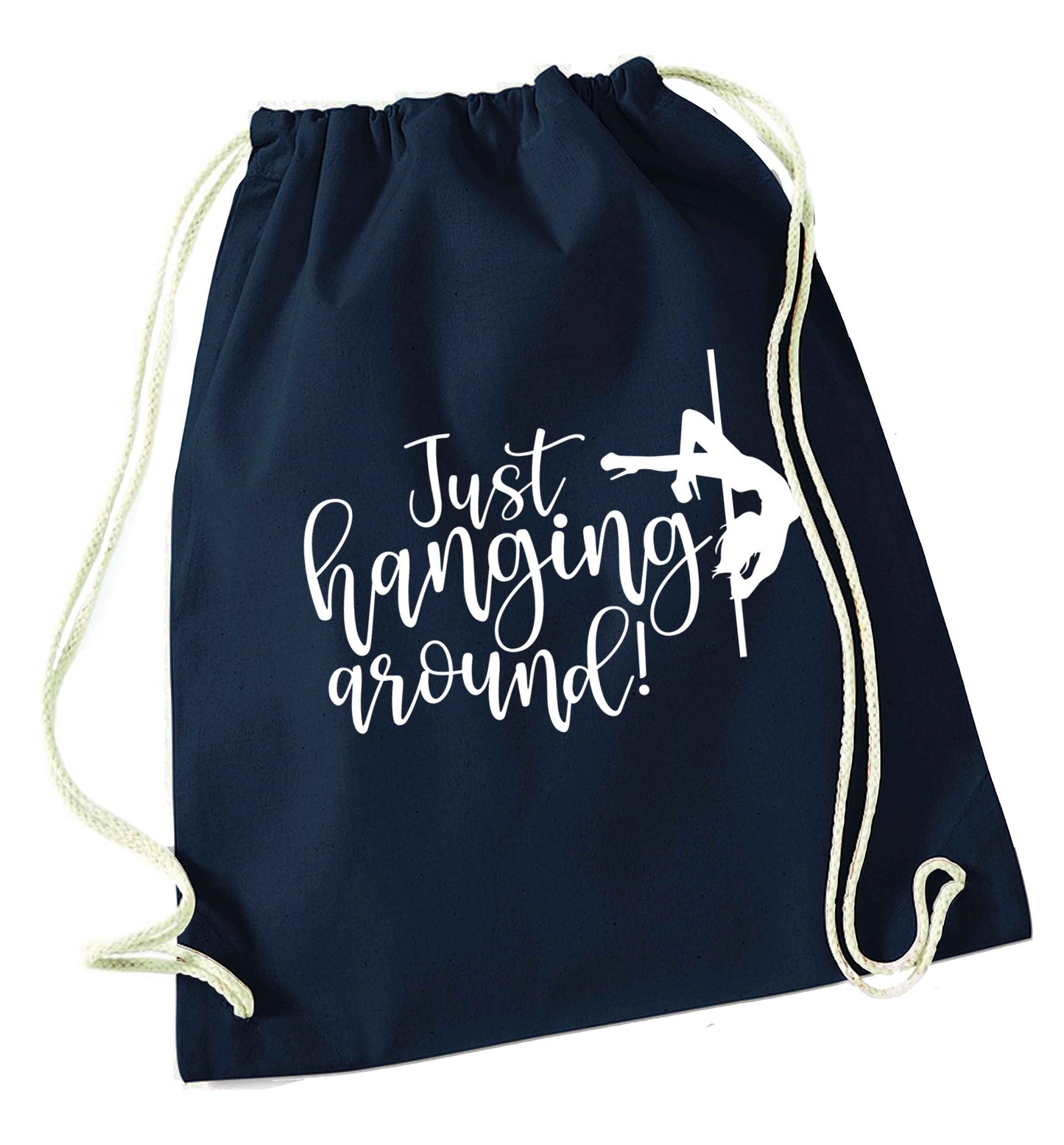 Best Things Happen Dancing navy drawstring bag