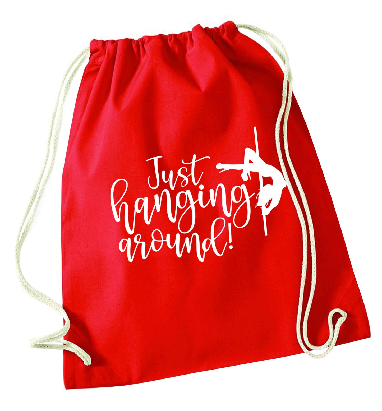 Best Things Happen Dancing red drawstring bag 
