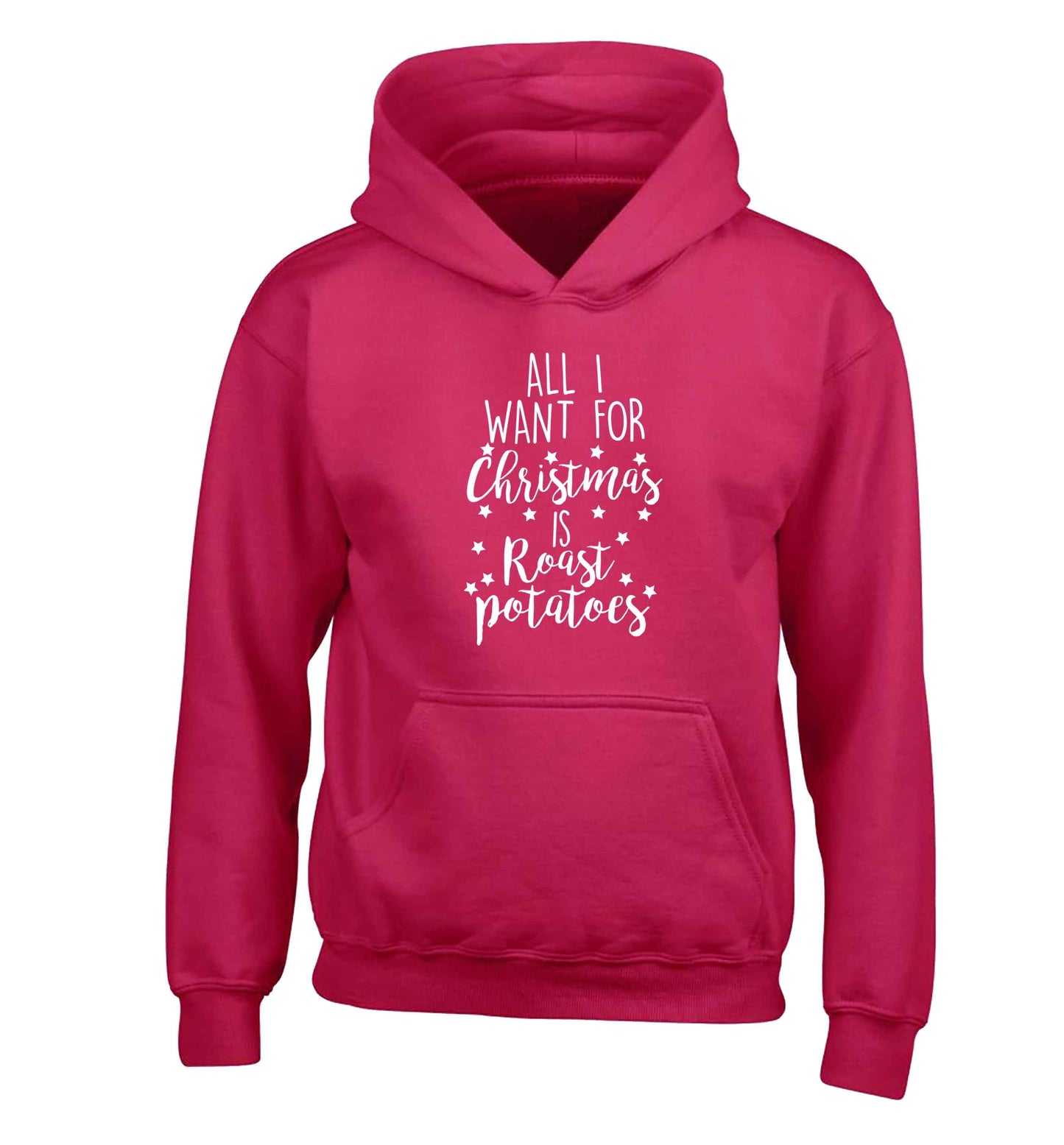 All I want for Christmas is roast potatoes children's pink hoodie 12-13 Years