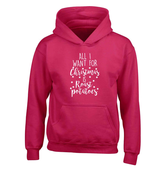 All I want for Christmas is roast potatoes children's pink hoodie 12-13 Years