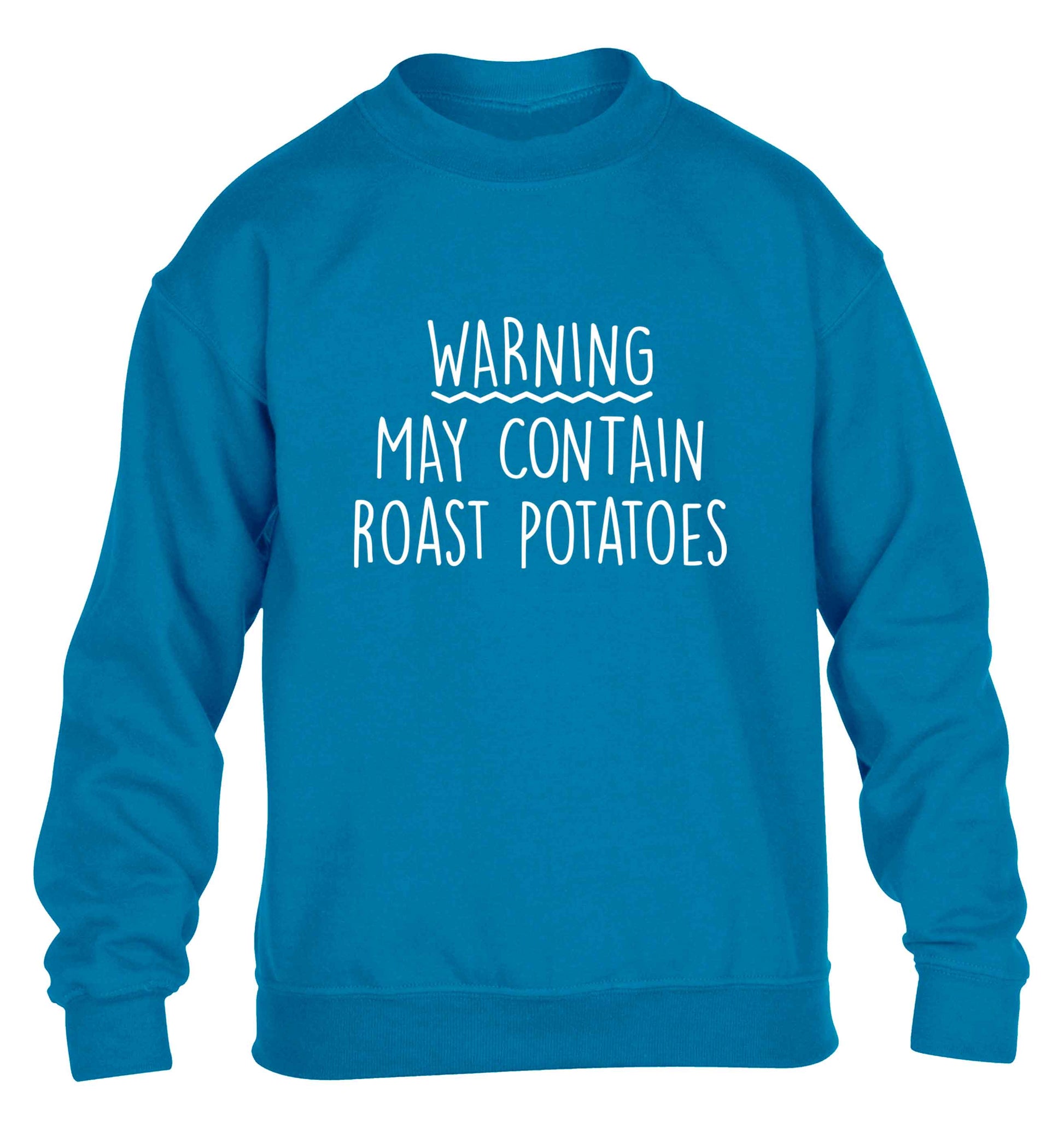 Warning may containg roast potatoes children's blue sweater 12-13 Years