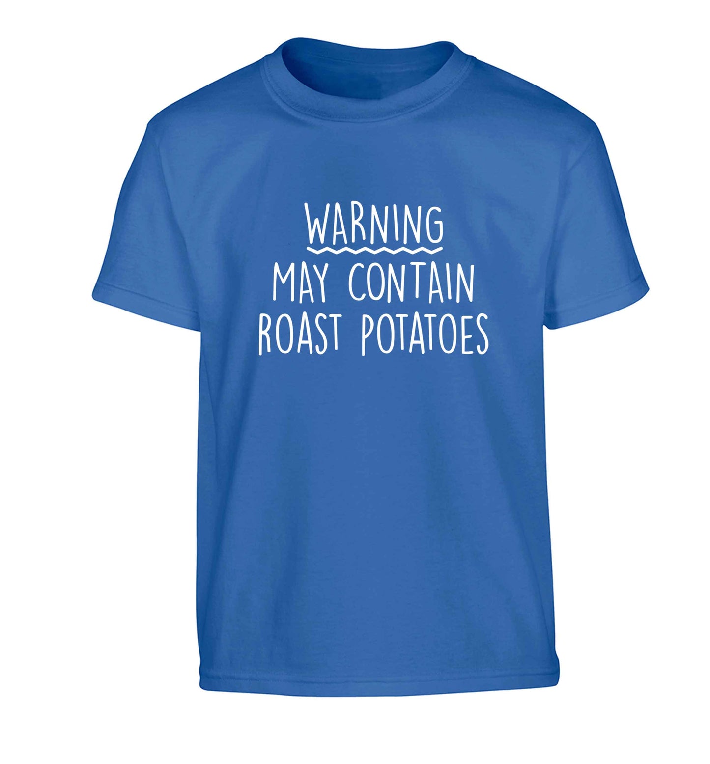 Warning may containg roast potatoes Children's blue Tshirt 12-13 Years