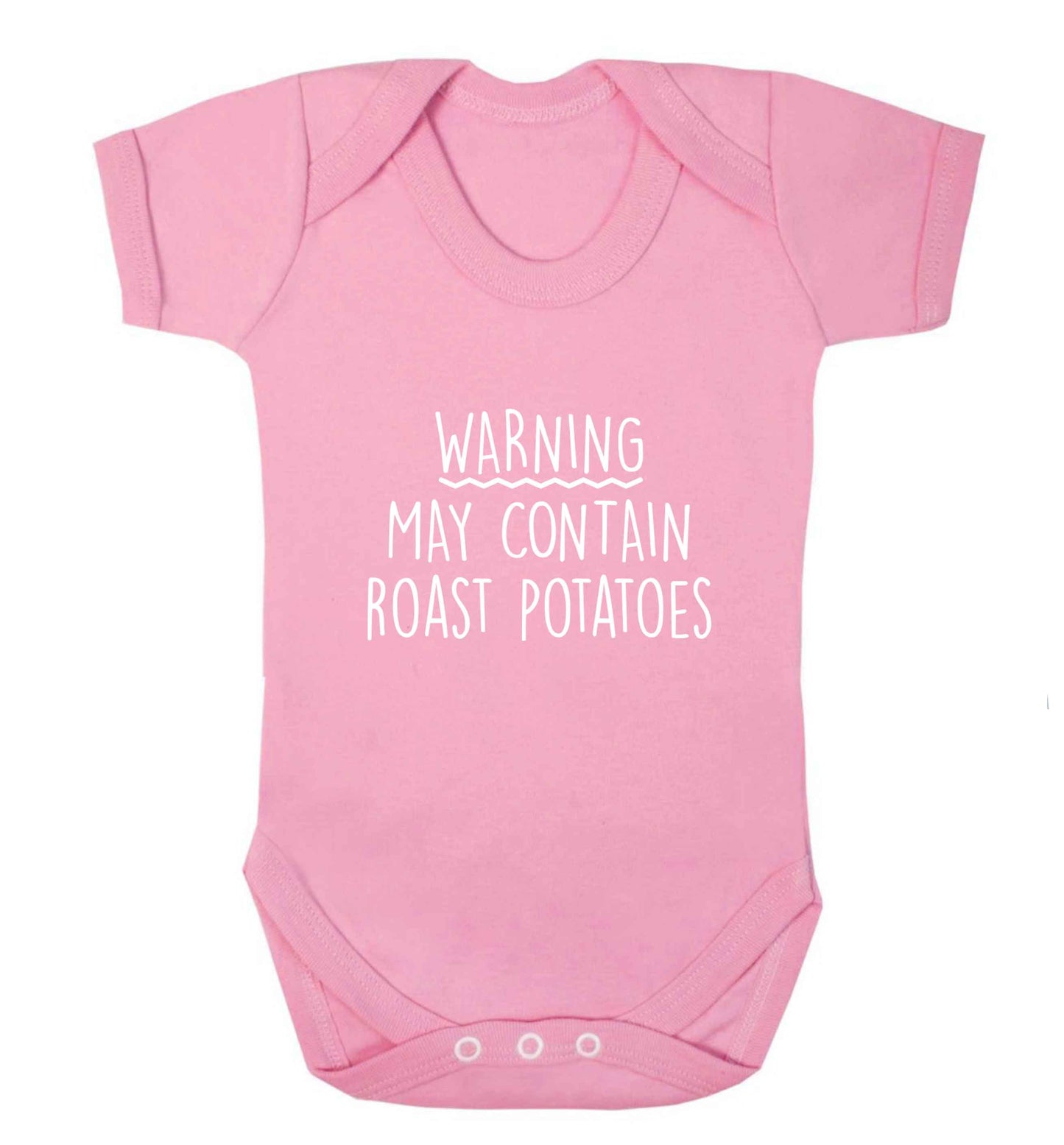 Warning may containg roast potatoes baby vest pale pink 18-24 months