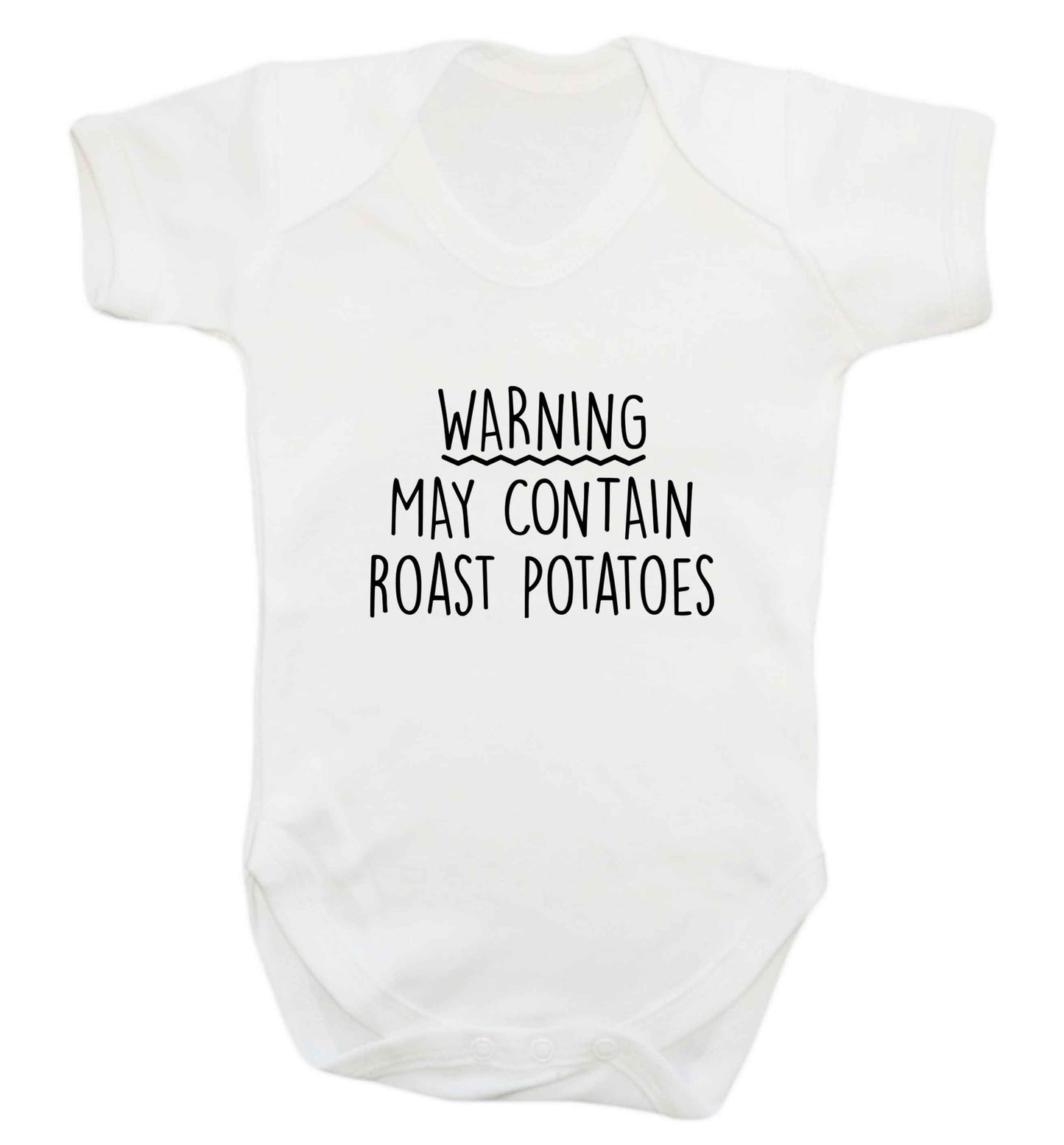 Warning may containg roast potatoes baby vest white 18-24 months