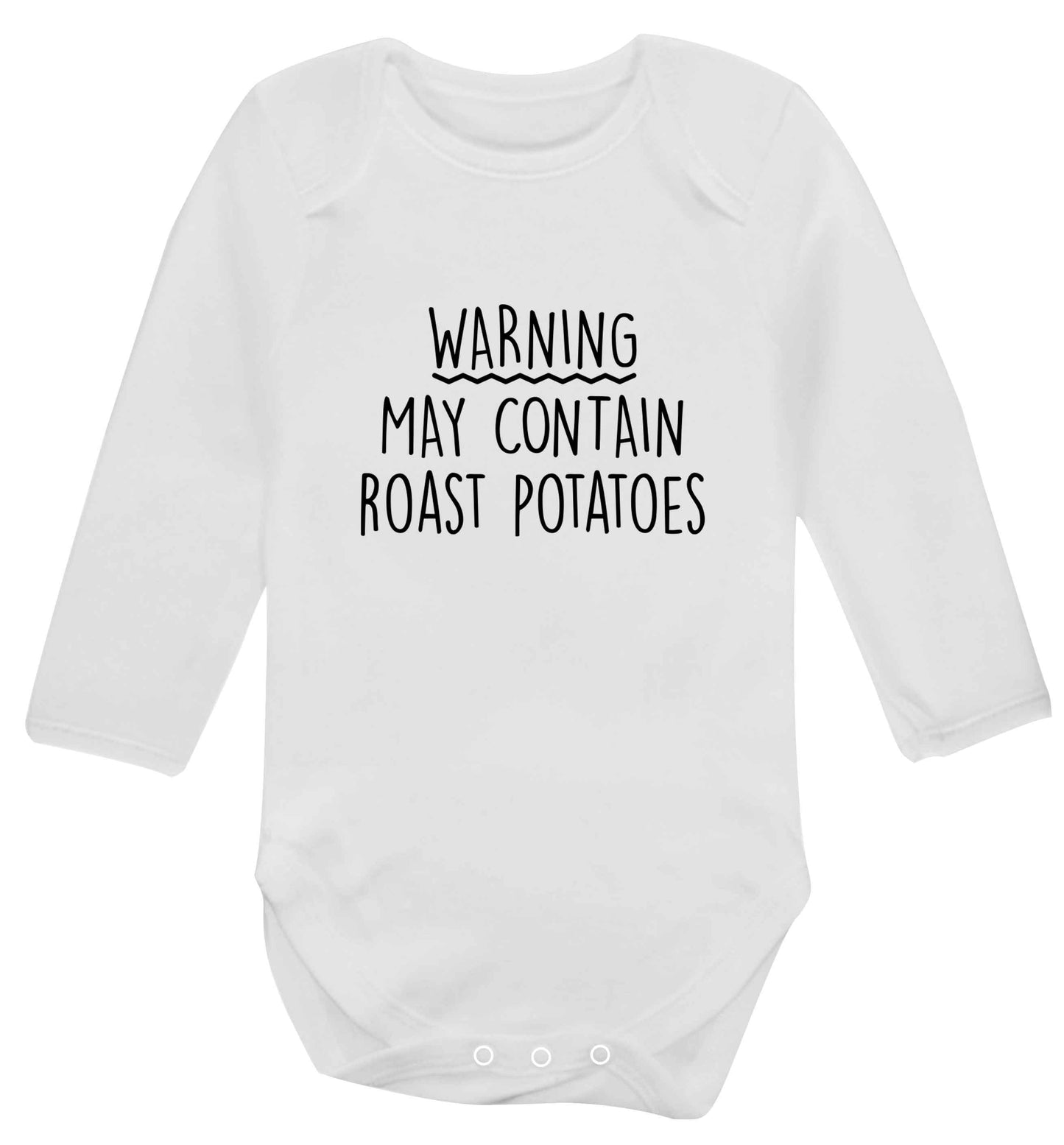 Warning may containg roast potatoes baby vest long sleeved white 6-12 months