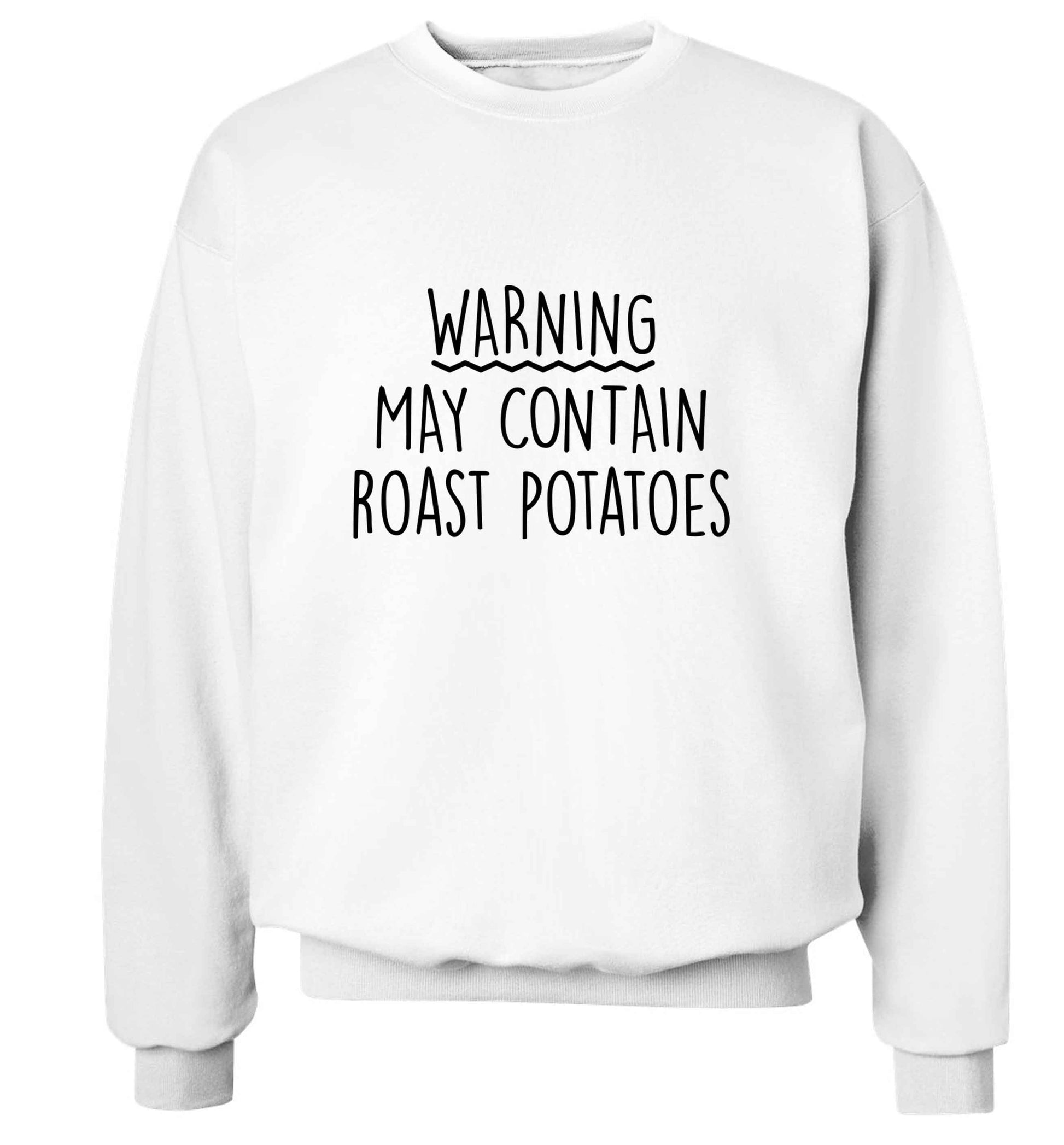 Warning may containg roast potatoes adult's unisex white sweater 2XL