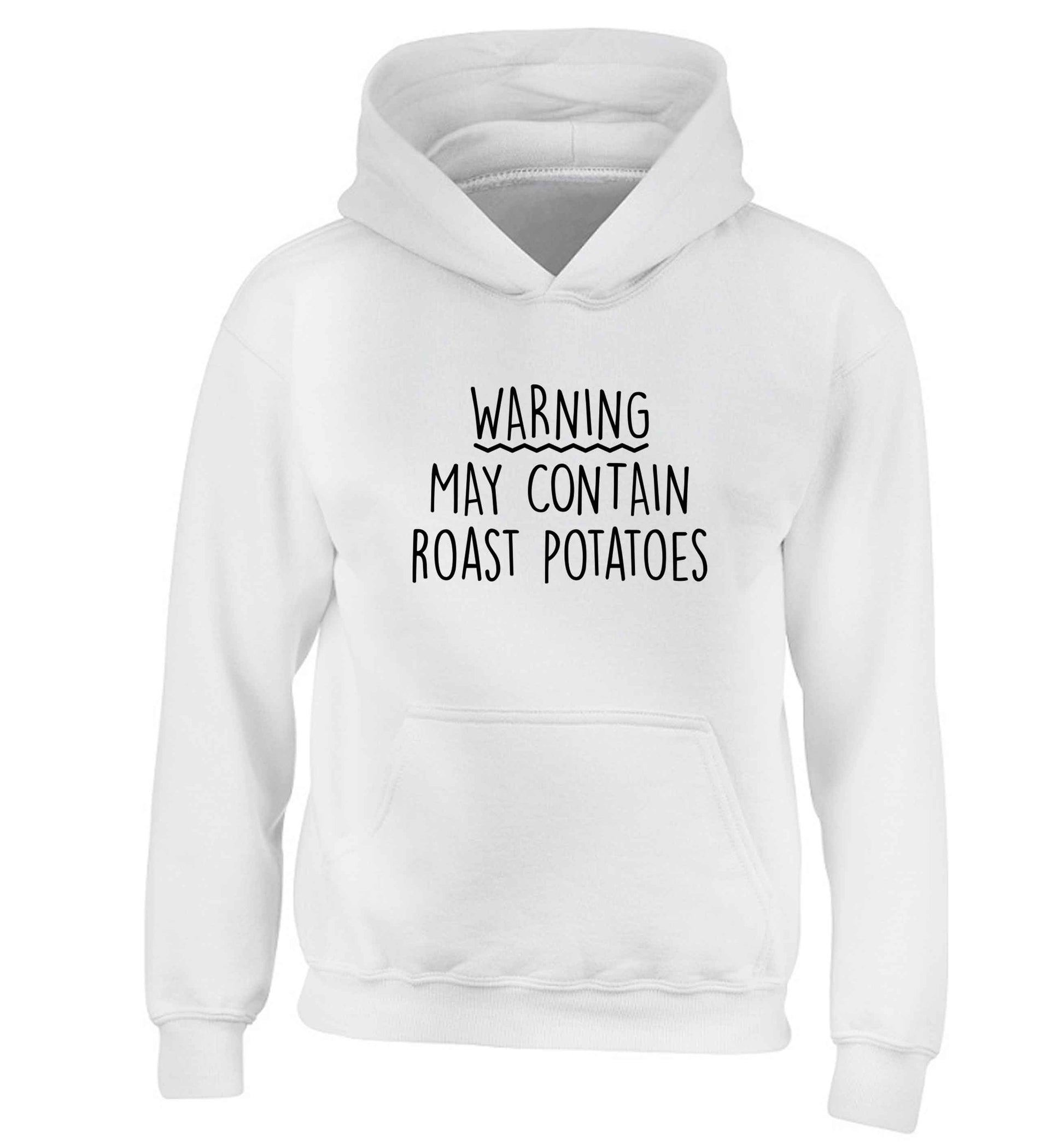 Warning may containg roast potatoes children's white hoodie 12-13 Years