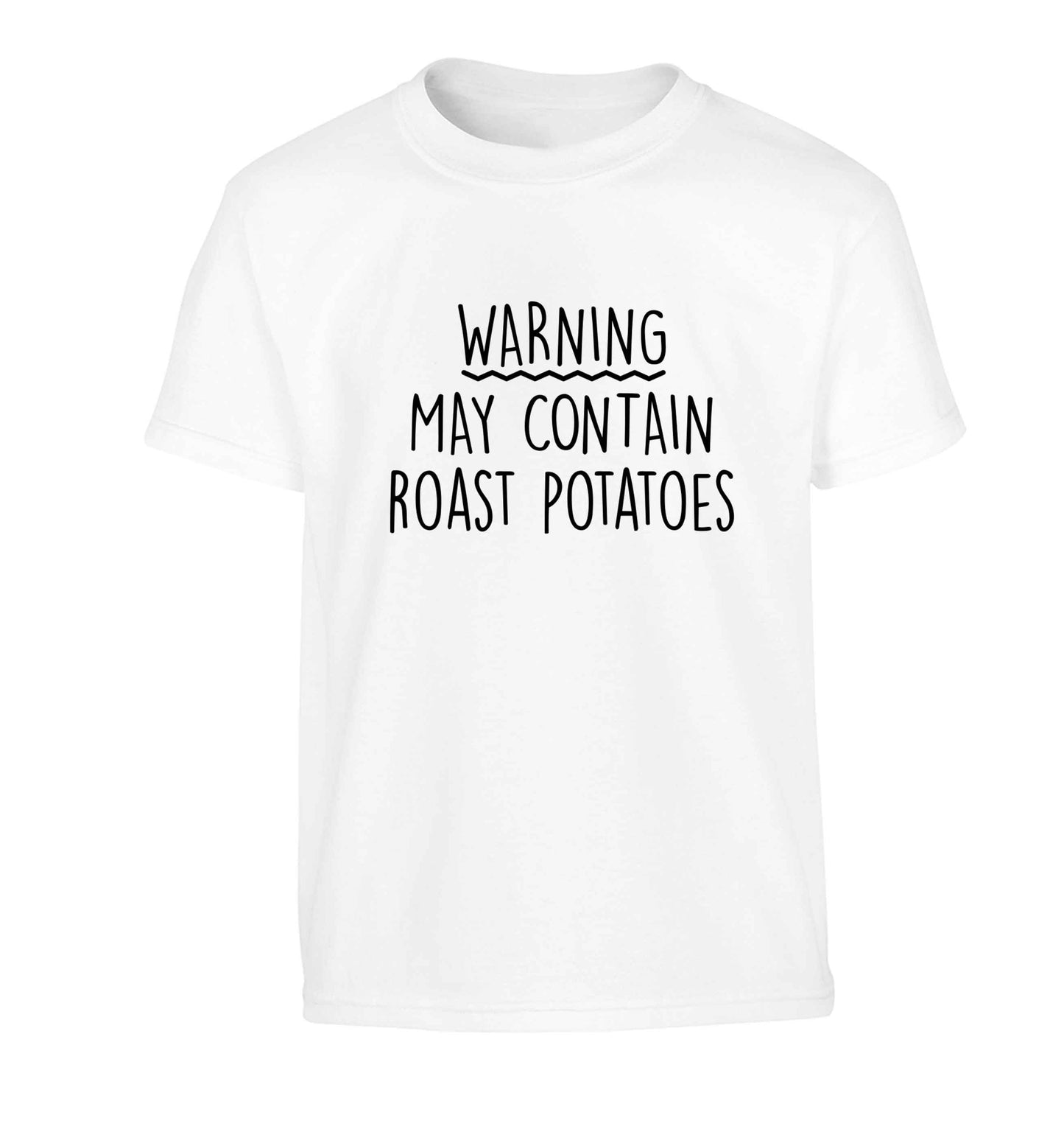 Warning may containg roast potatoes Children's white Tshirt 12-13 Years