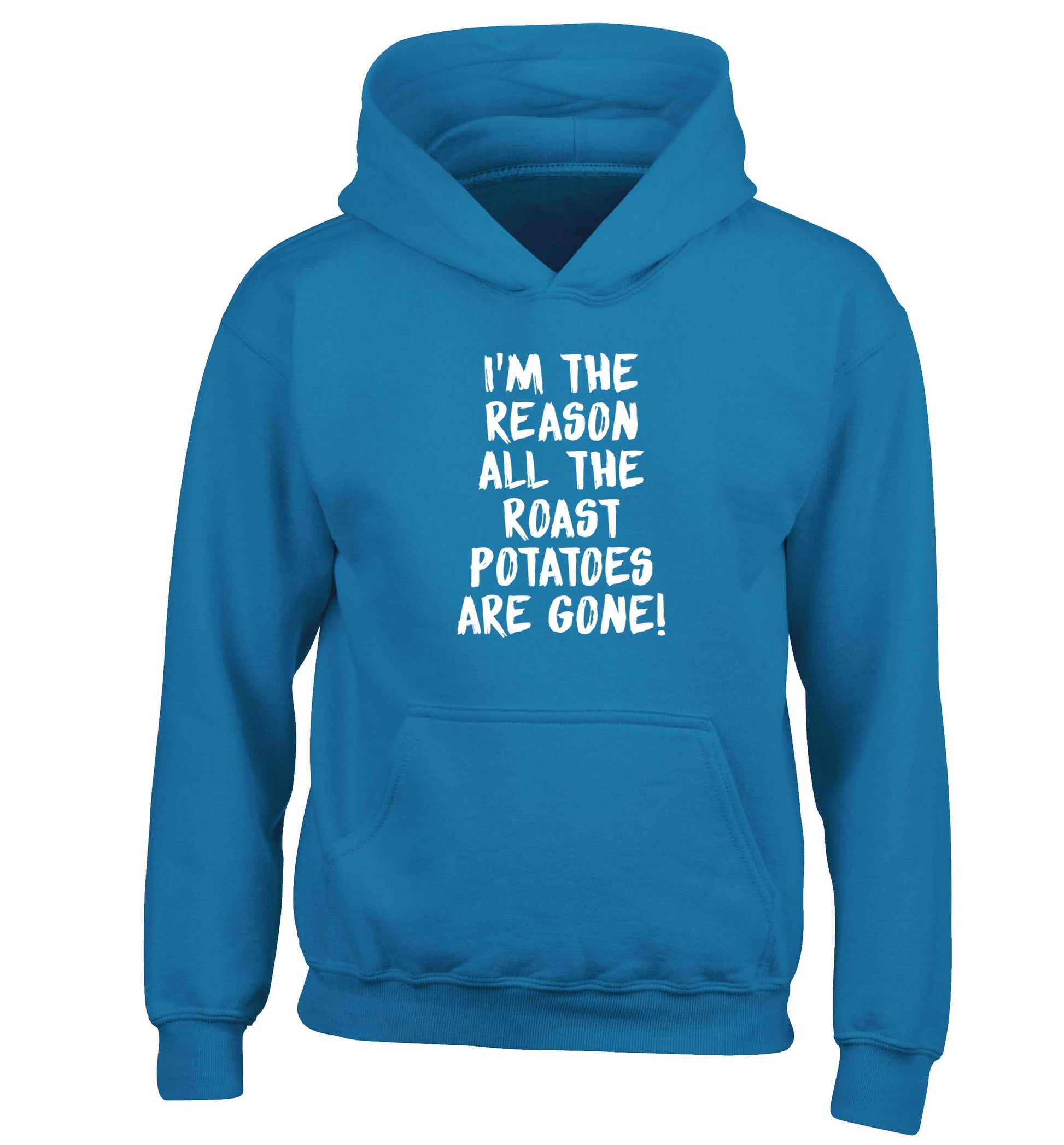 I'm the reason all the roast potatoes are gone children's blue hoodie 12-13 Years