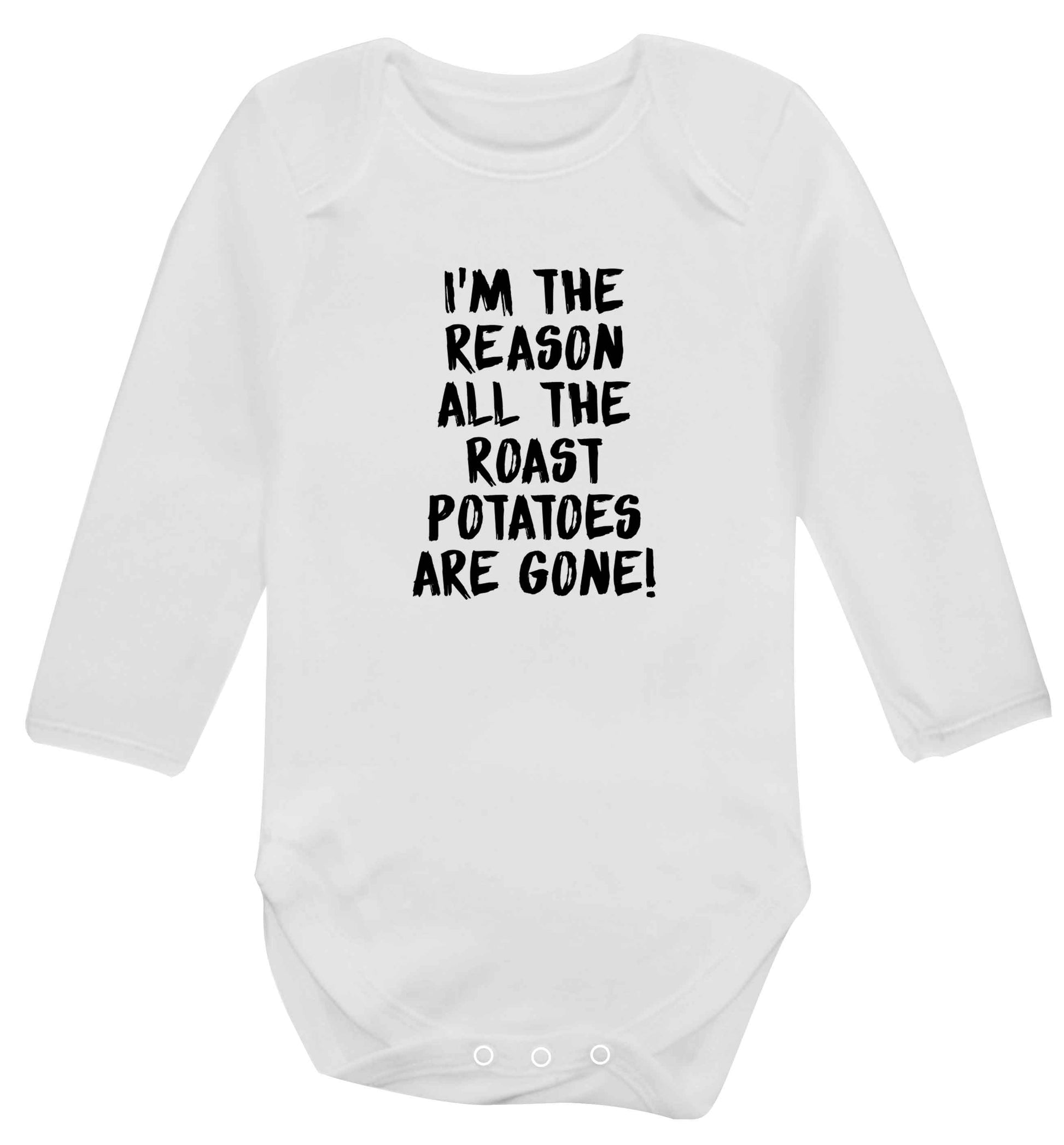 I'm the reason all the roast potatoes are gone baby vest long sleeved white 6-12 months
