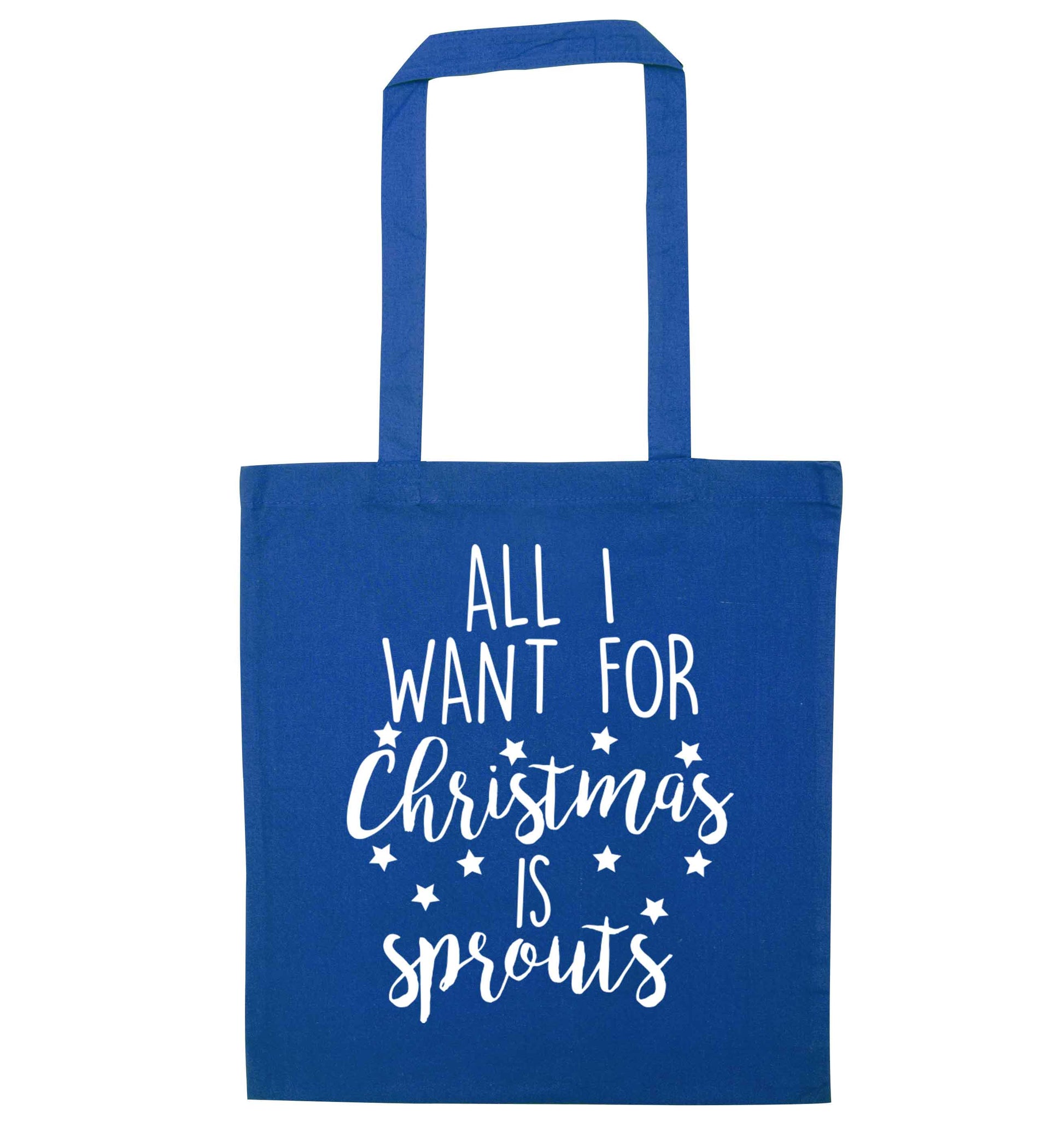 All I want for Christmas is sprouts blue tote bag