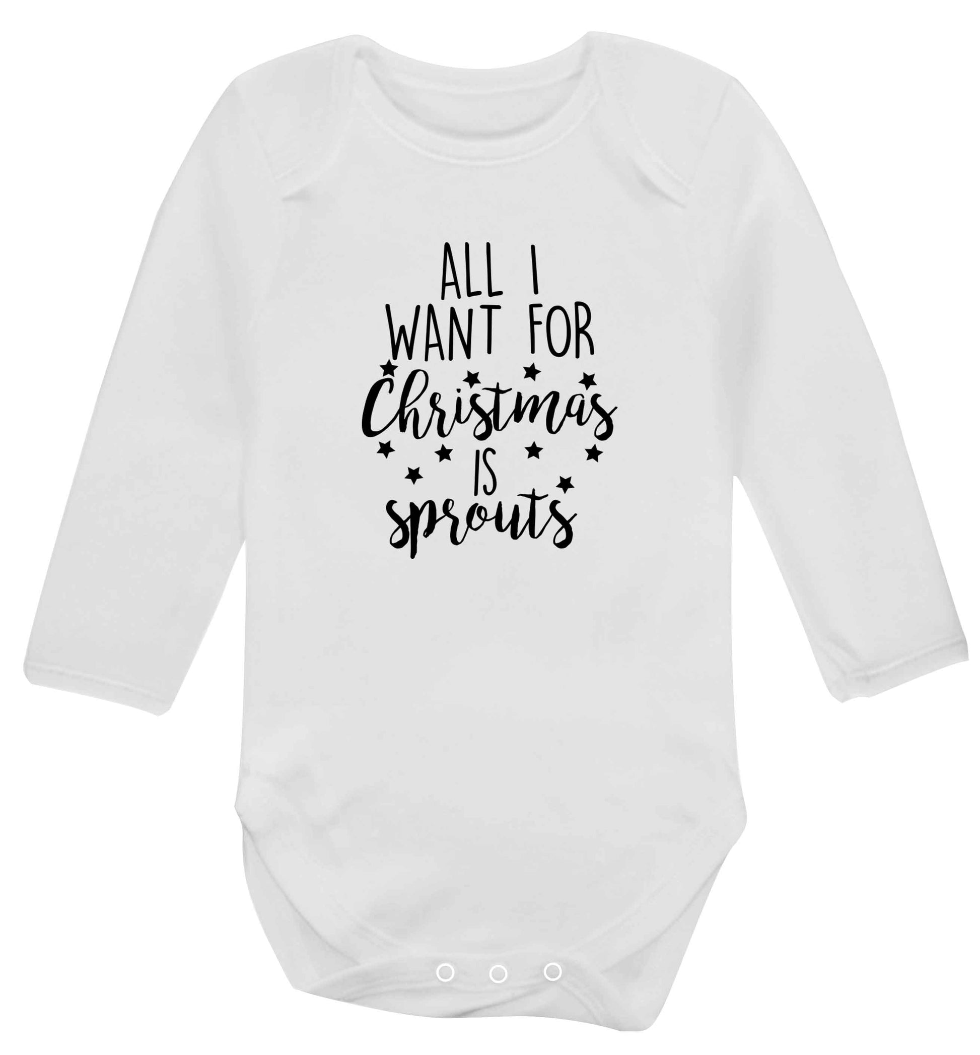 All I want for Christmas is sprouts baby vest long sleeved white 6-12 months