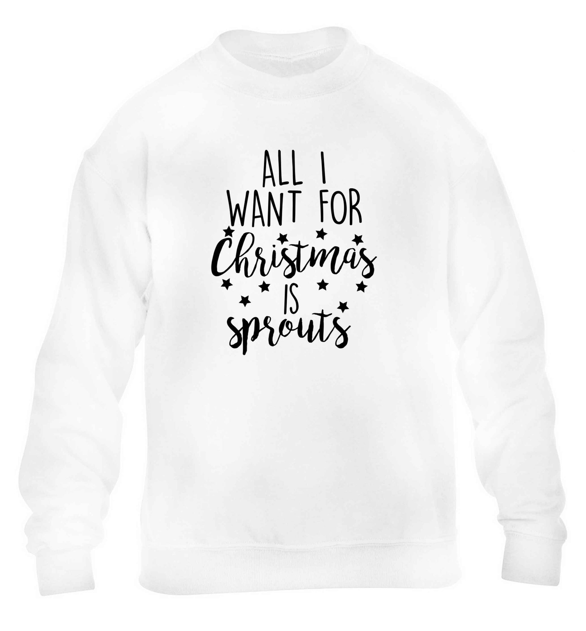 All I want for Christmas is sprouts children's white sweater 12-13 Years