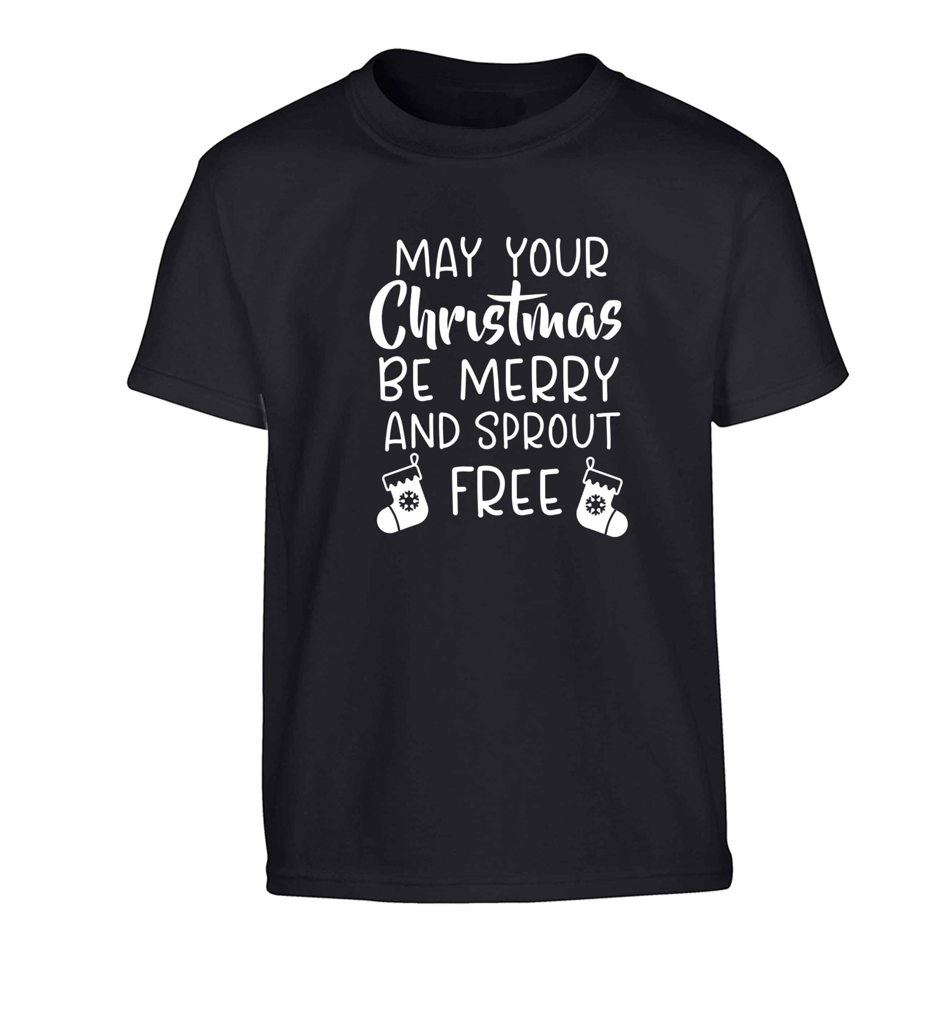 May your Christmas be merry and sprout free Children's black Tshirt 12-13 Years