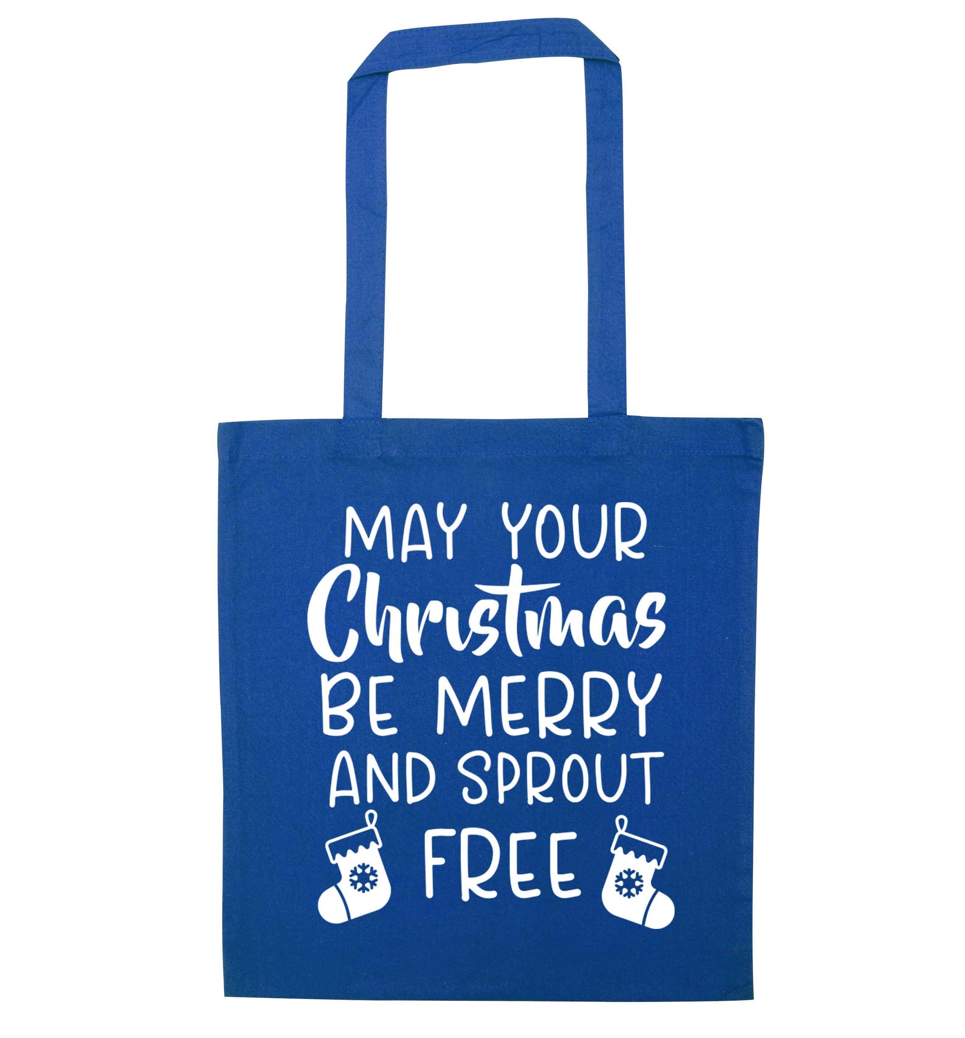 May your Christmas be merry and sprout free blue tote bag