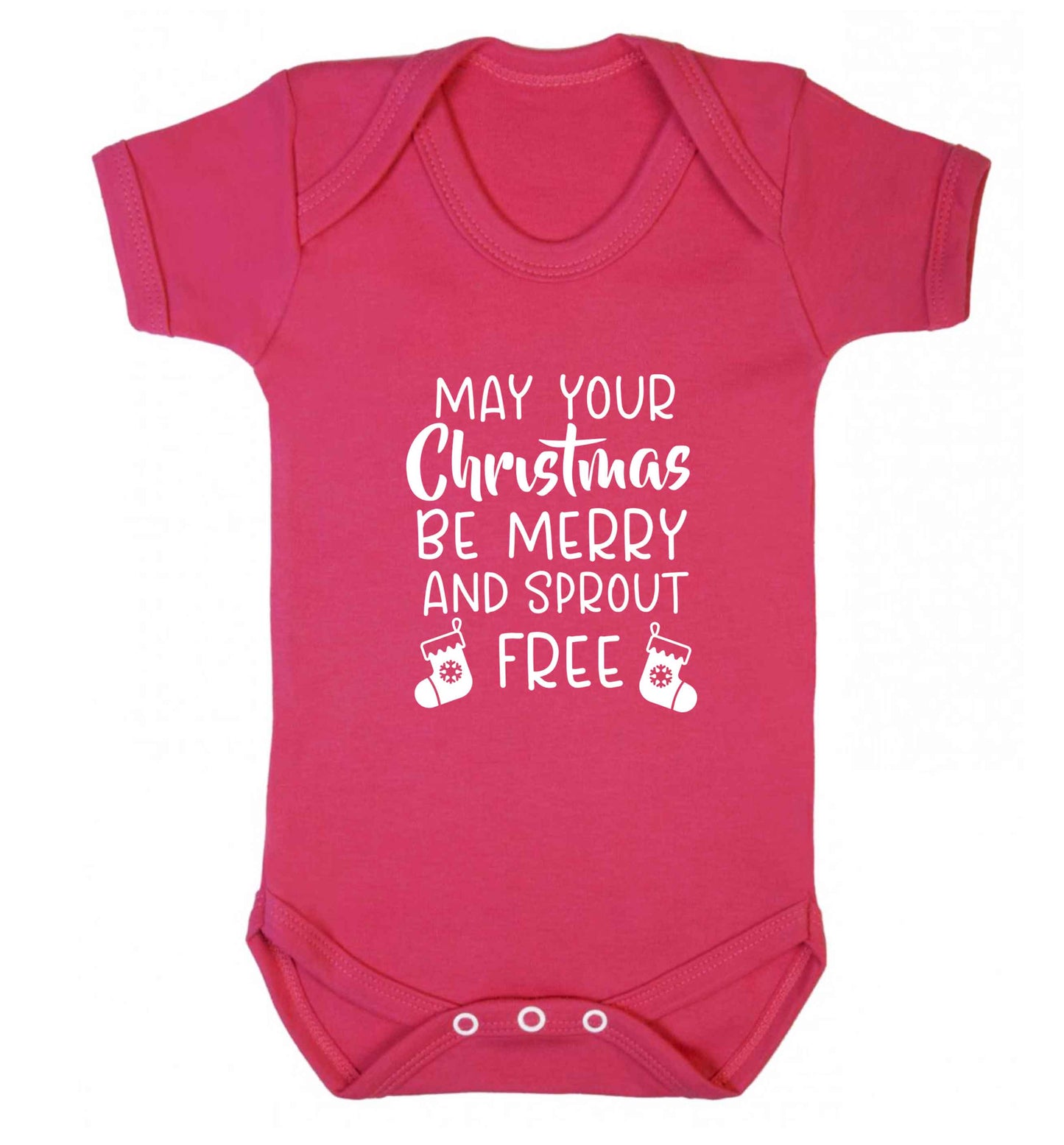 May your Christmas be merry and sprout free baby vest dark pink 18-24 months