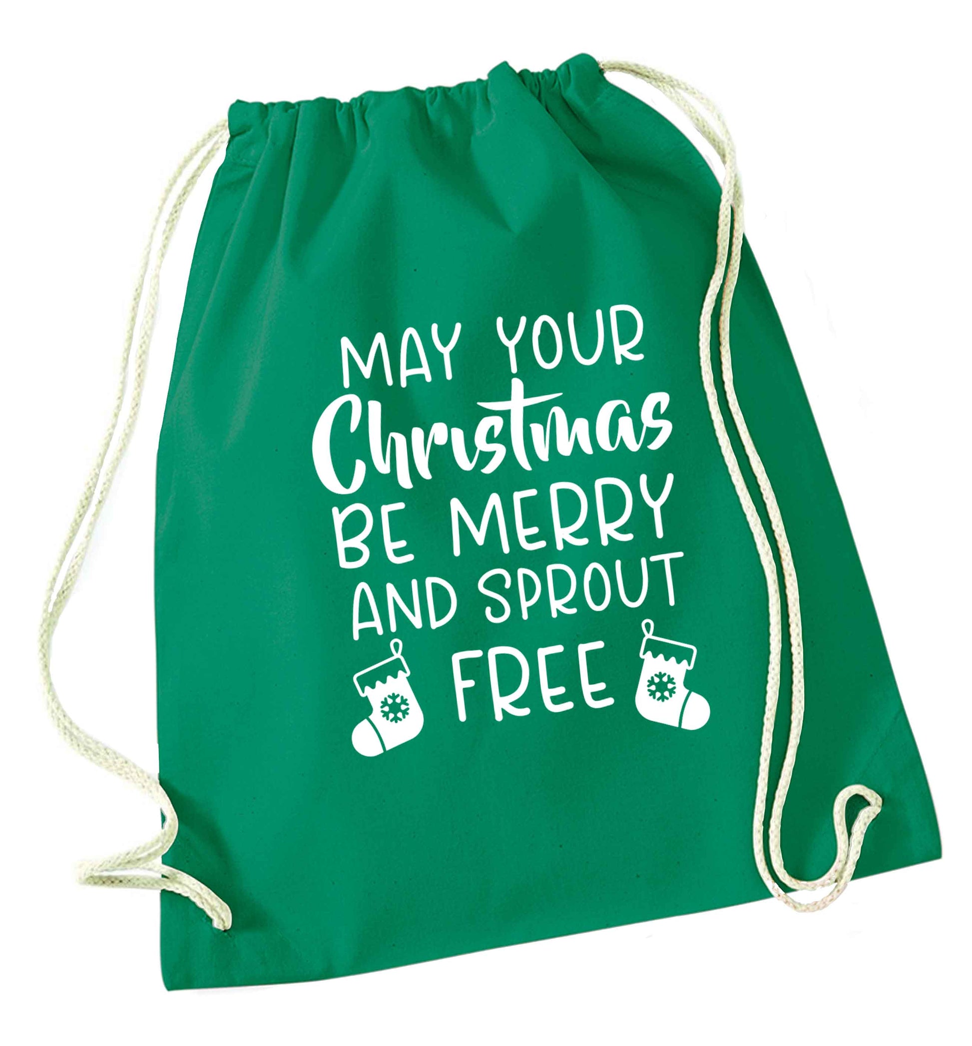 May your Christmas be merry and sprout free green drawstring bag