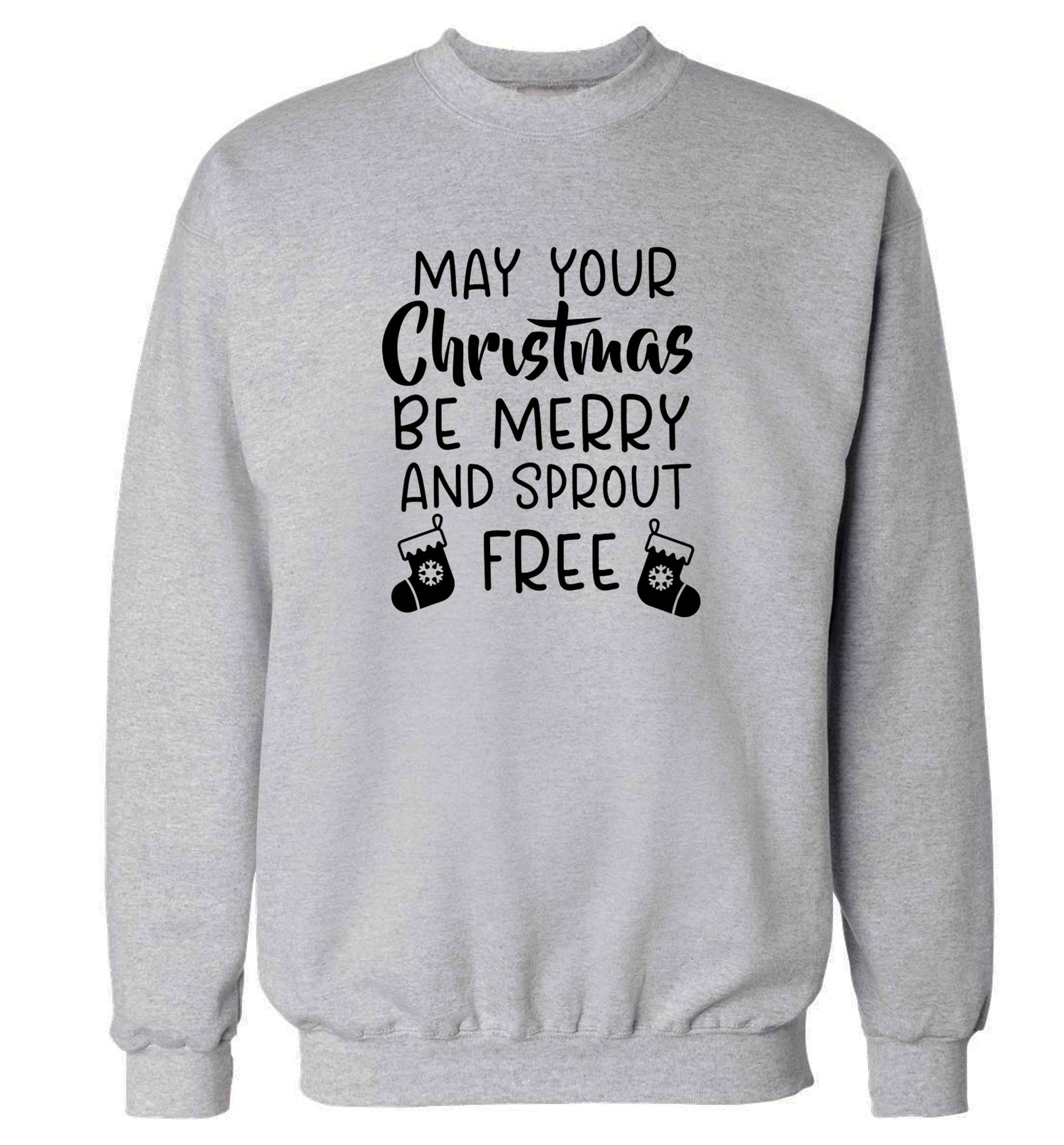May your Christmas be merry and sprout free adult's unisex grey sweater 2XL