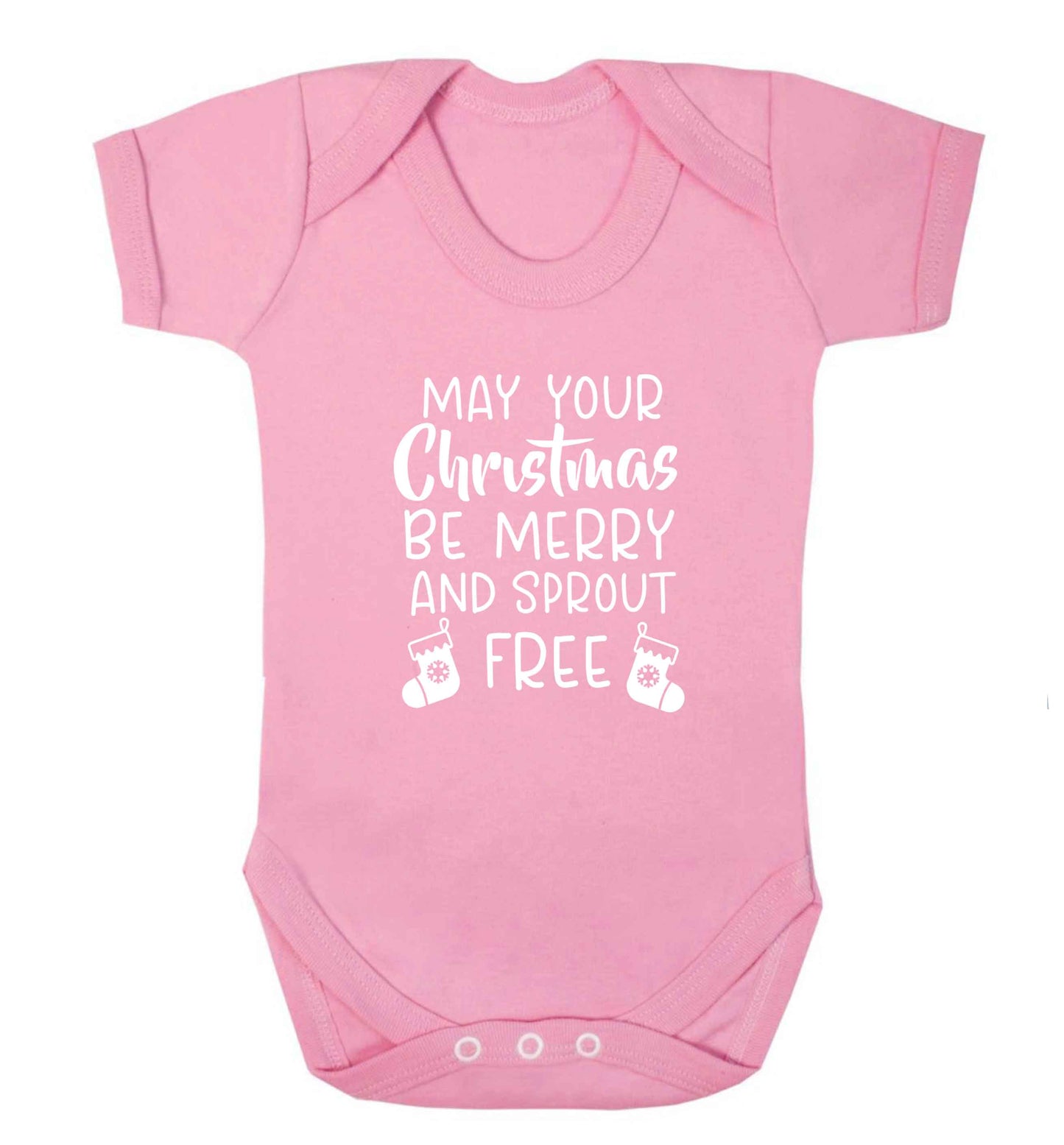 May your Christmas be merry and sprout free baby vest pale pink 18-24 months